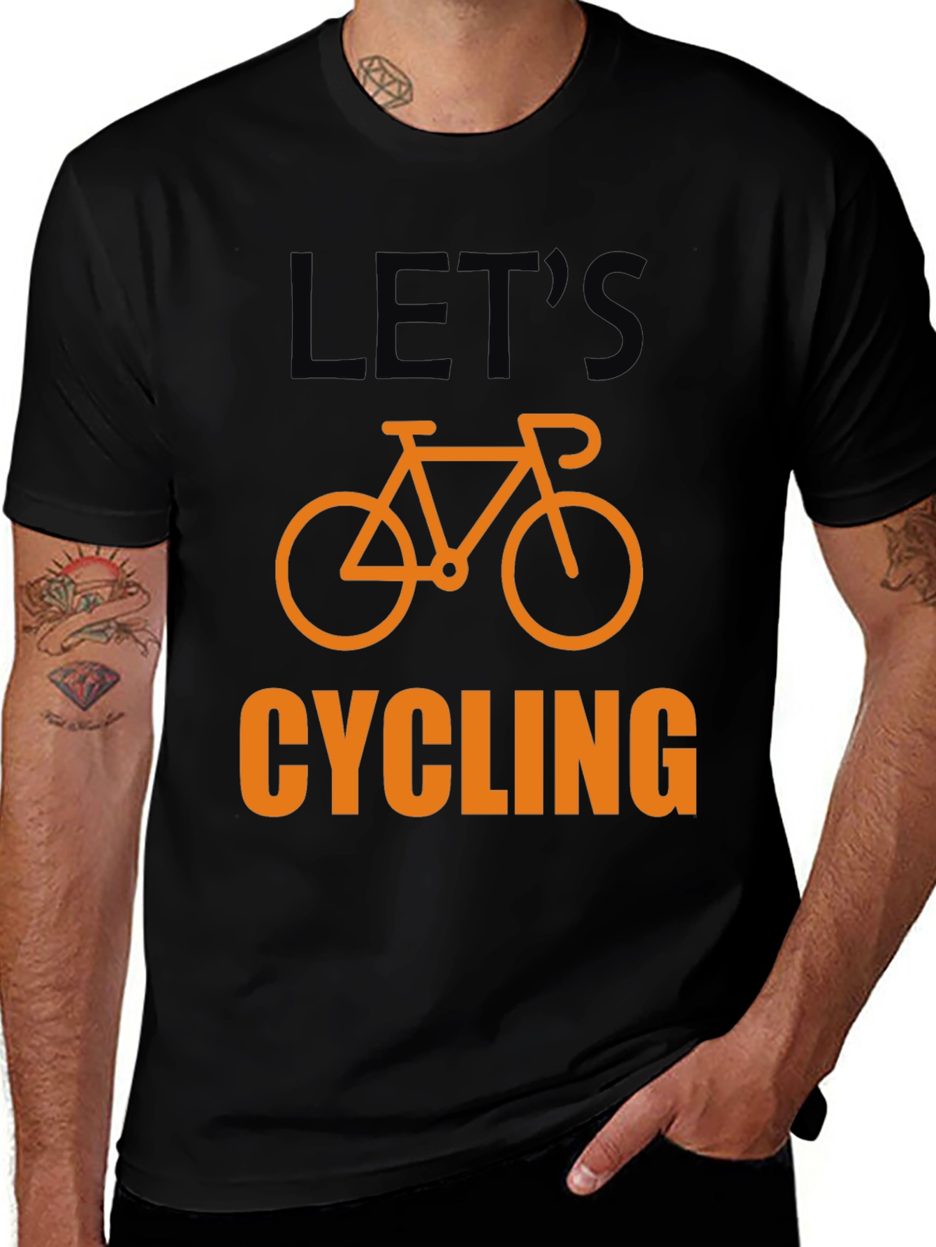 Lets Cycling T-Shirt - Black Cotton Bicycle Graphic Tee