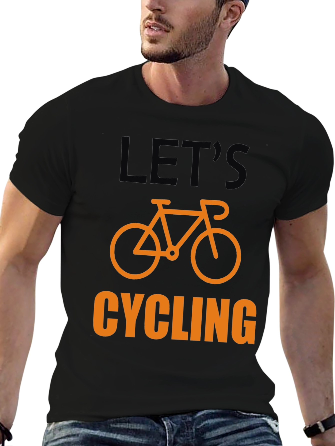 Lets Cycling T-Shirt - Black Cotton Bicycle Graphic Tee