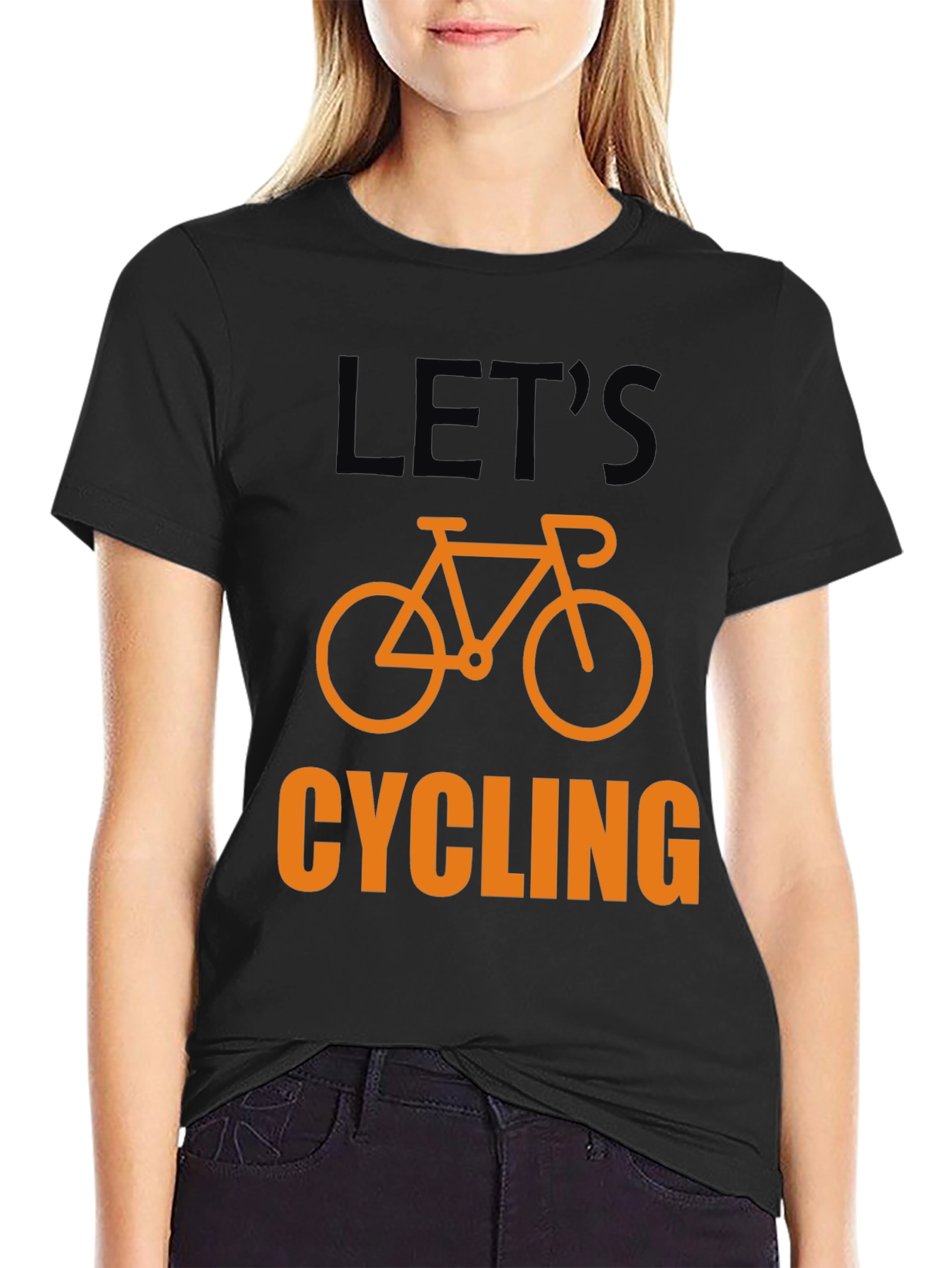 Lets Cycling T-Shirt - Black Cotton Bicycle Graphic Tee