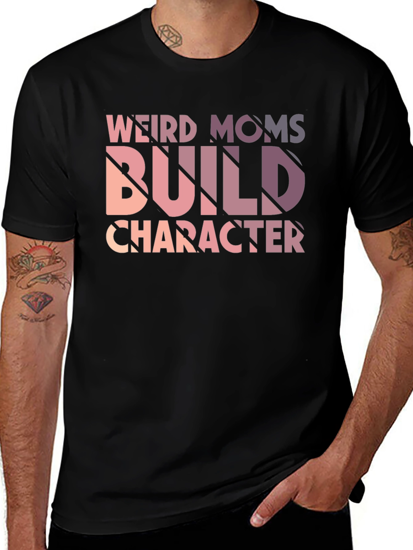 Weird Moms Build Character Black Graphic Tee