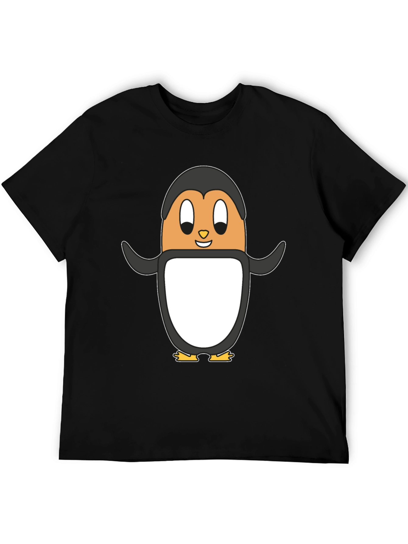 Cartoon Penguin Graphic Tee - Black Cotton Casual Shirt