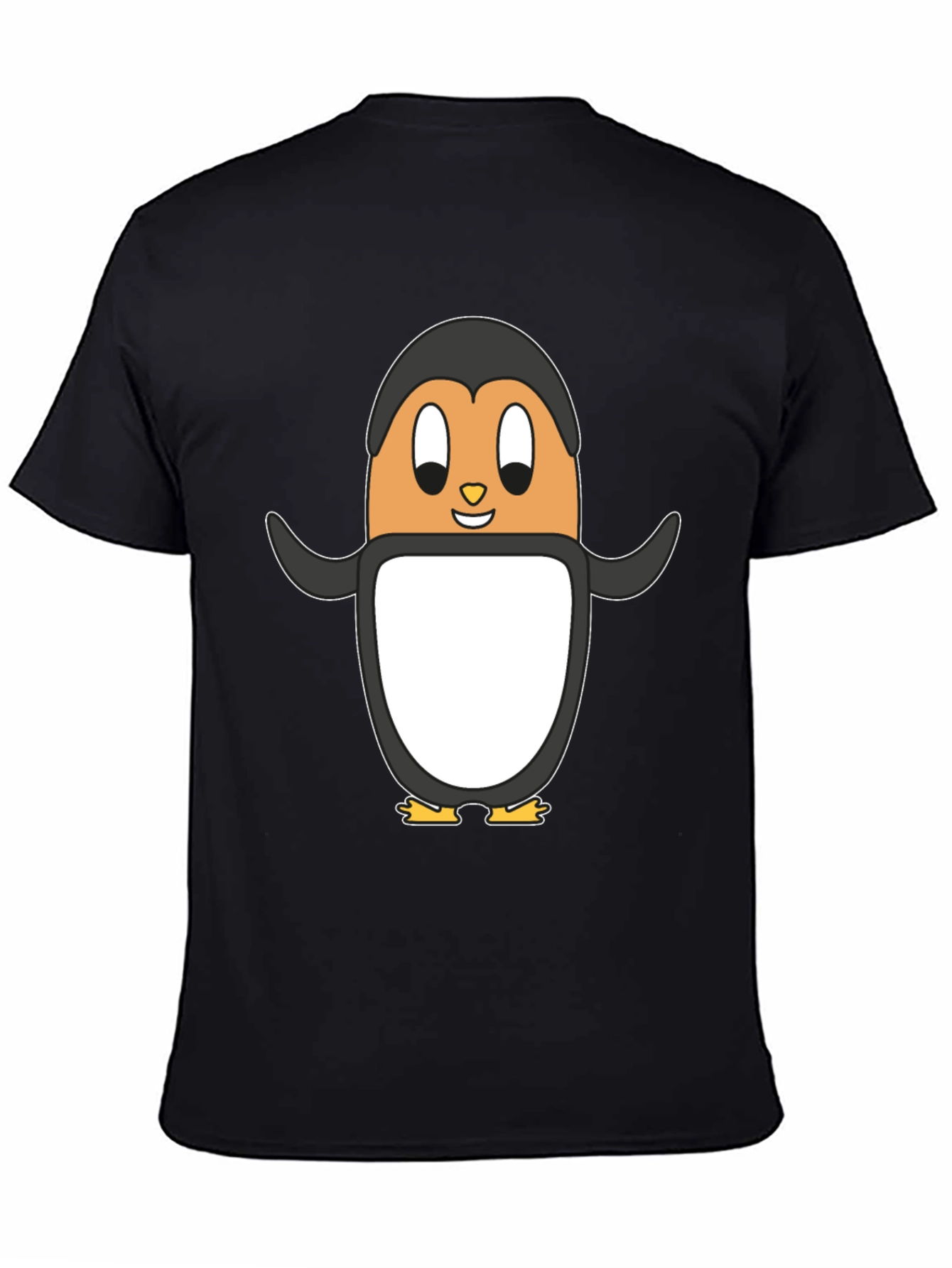 Cartoon Penguin Graphic Tee - Black Cotton Casual Shirt