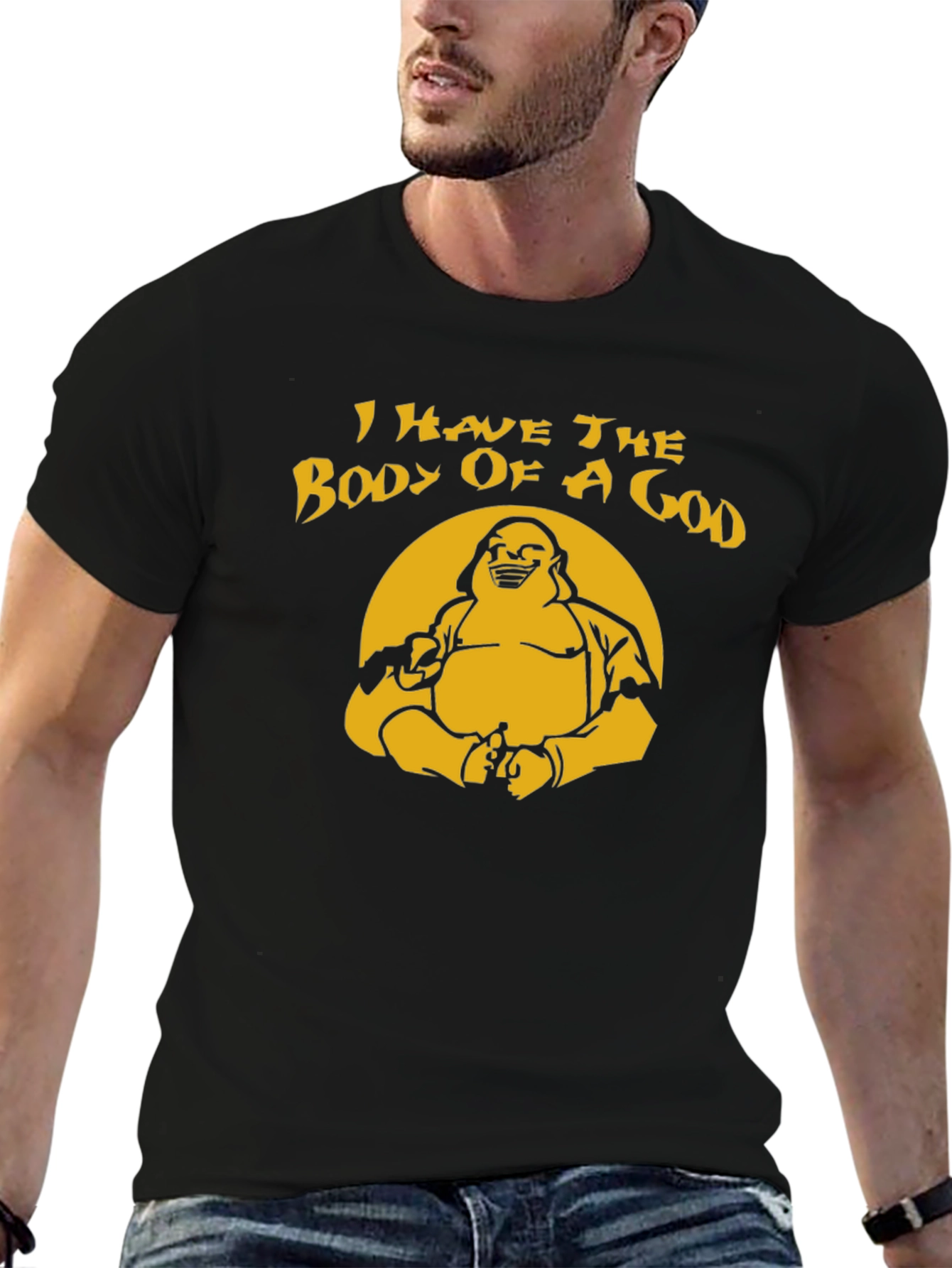 Humorous Body of a God Graphic T-Shirt