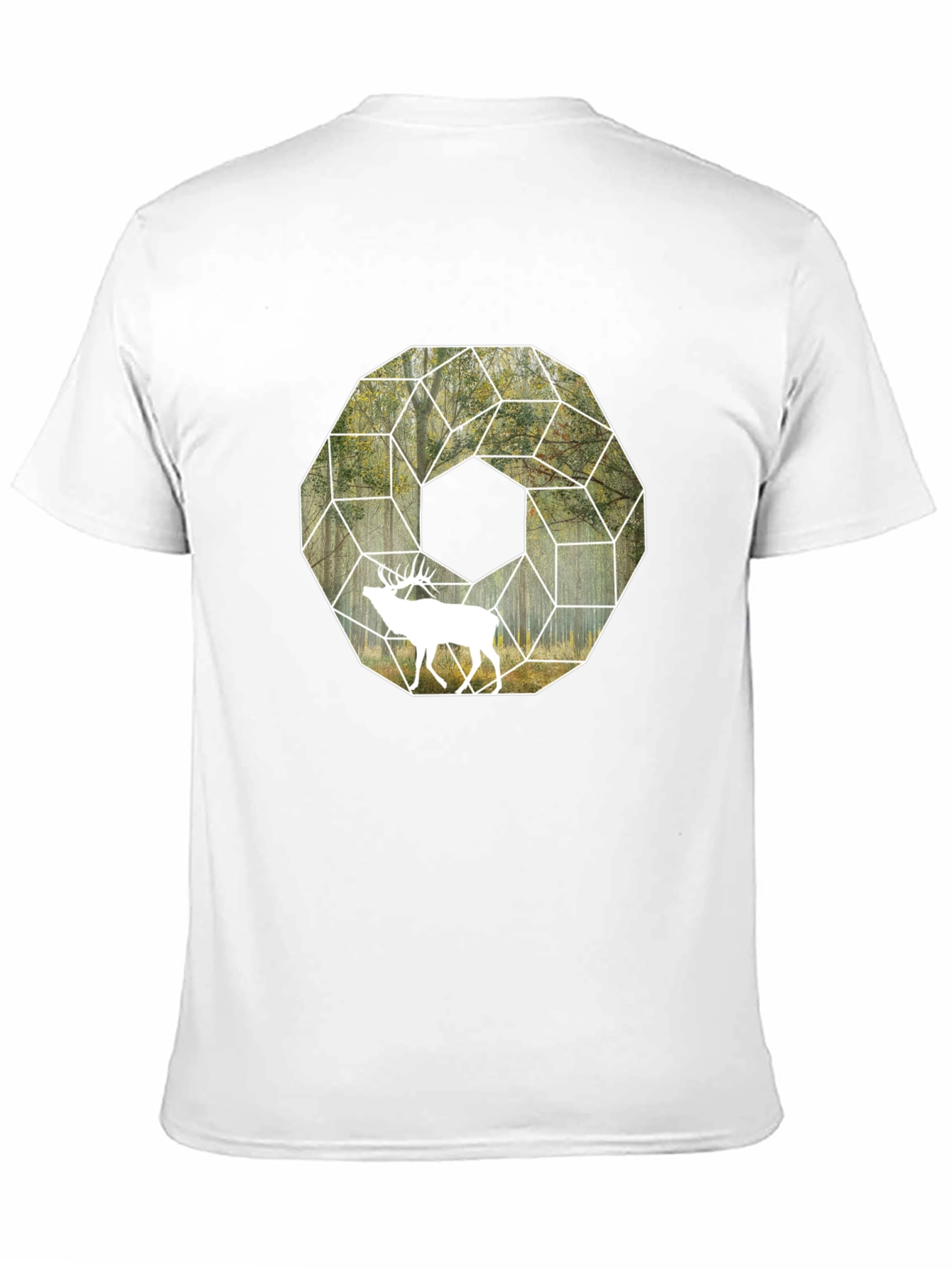 Geometric Deer Graphic Tee - Black