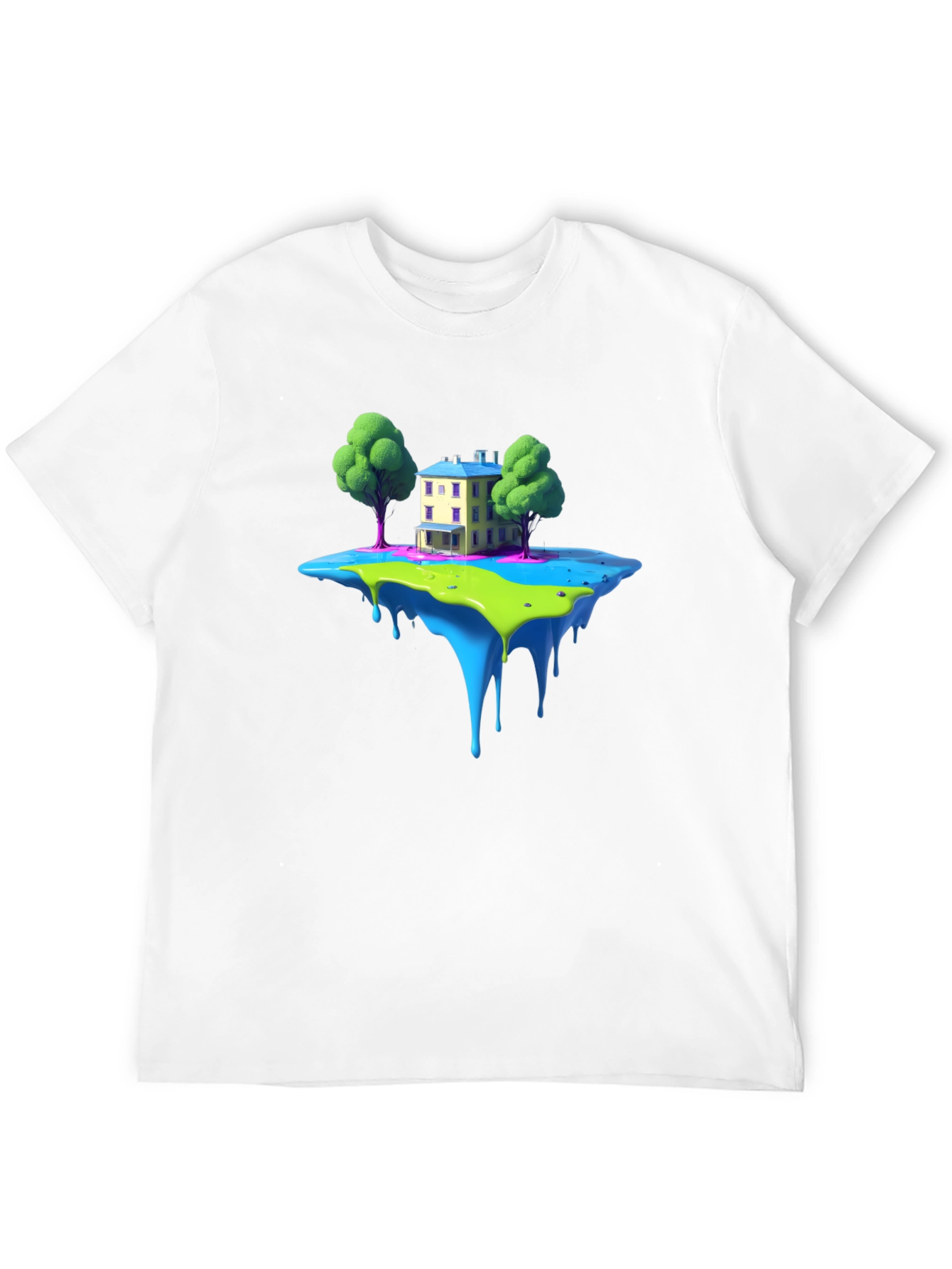 Fantasy Floating Island House Graphic Tee - Black
