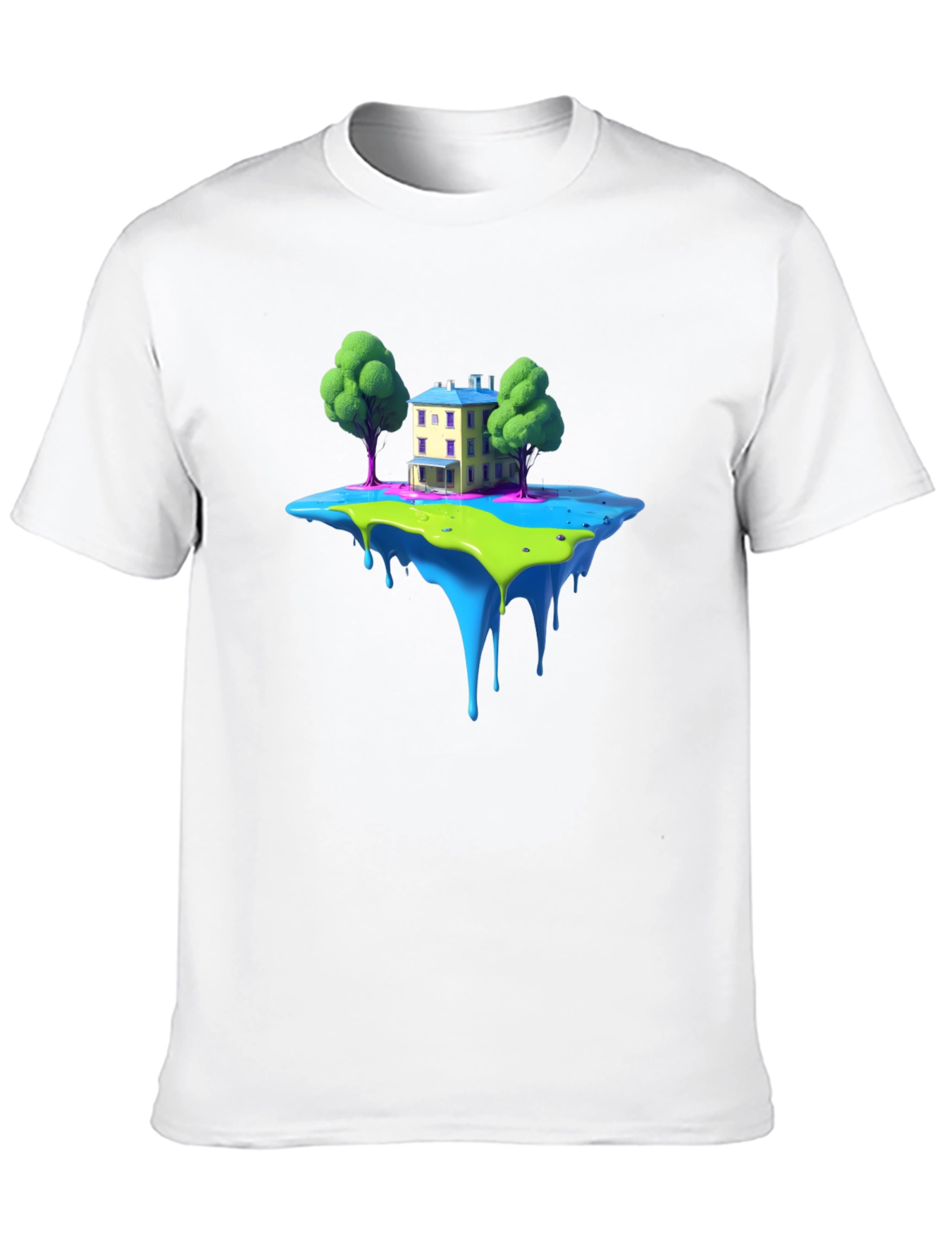 Fantasy Floating Island House Graphic Tee - Black