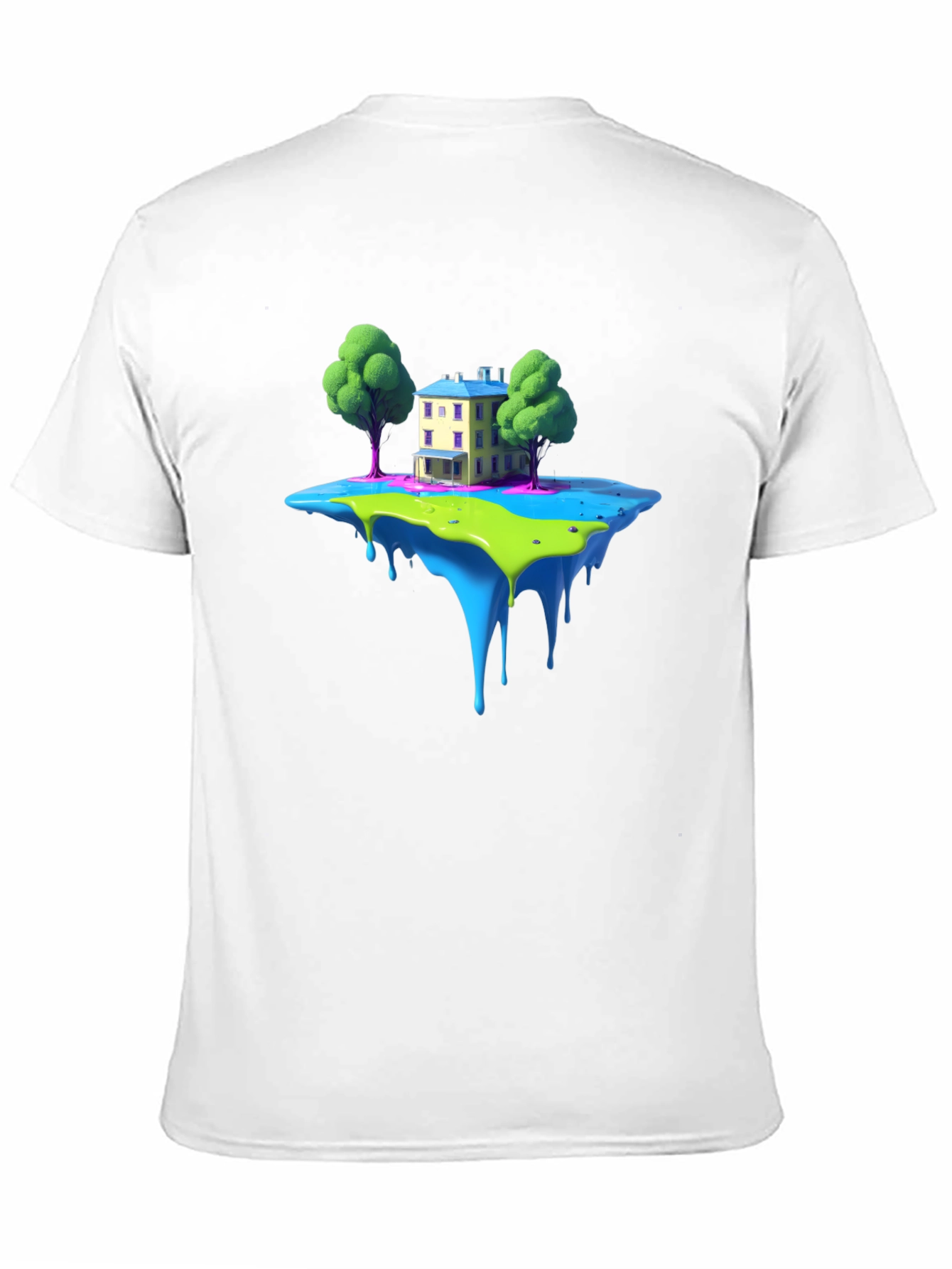 Fantasy Floating Island House Graphic Tee - Black