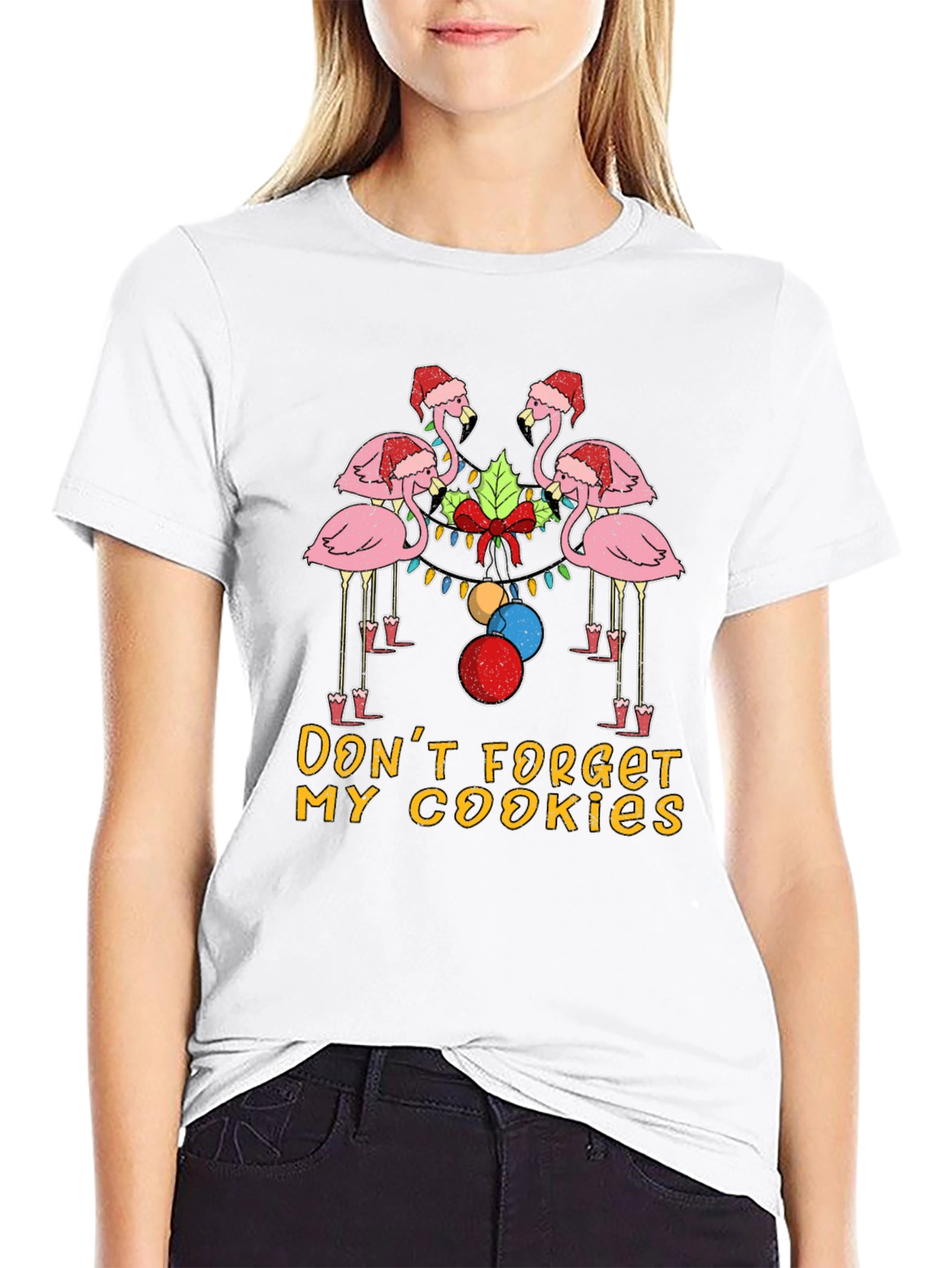 Flamingo Christmas Cookie T-Shirt