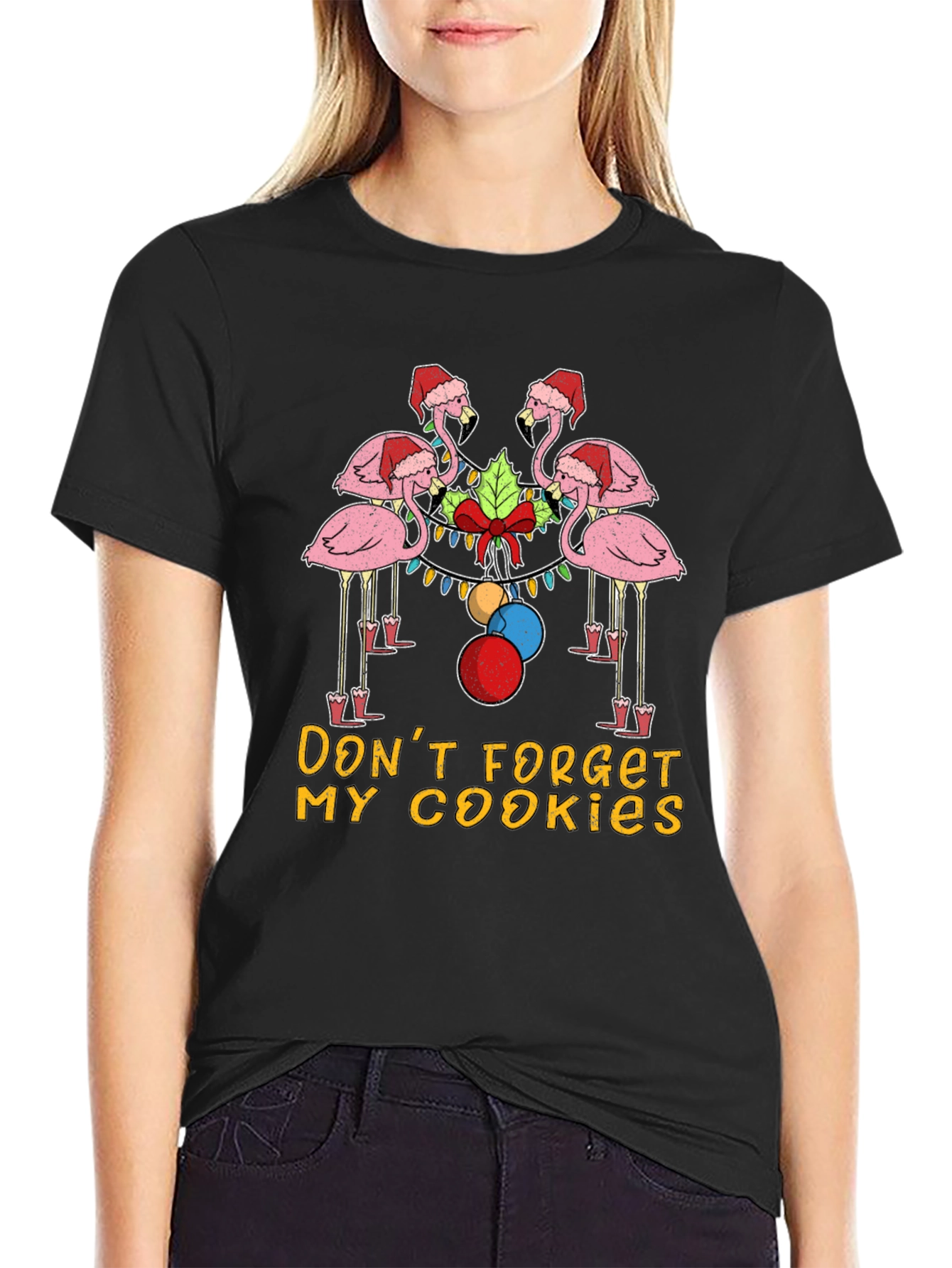 Flamingo Christmas Cookie T-Shirt