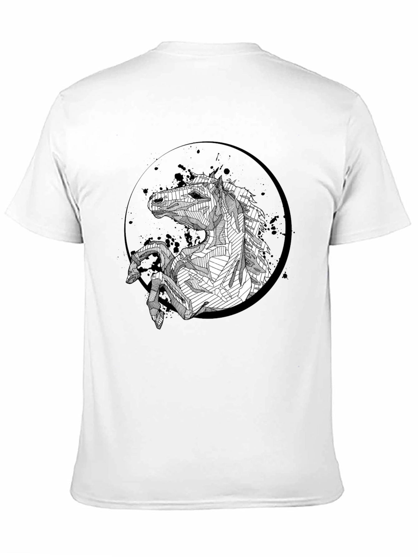 Abstract Horse Graphic Black T-Shirt