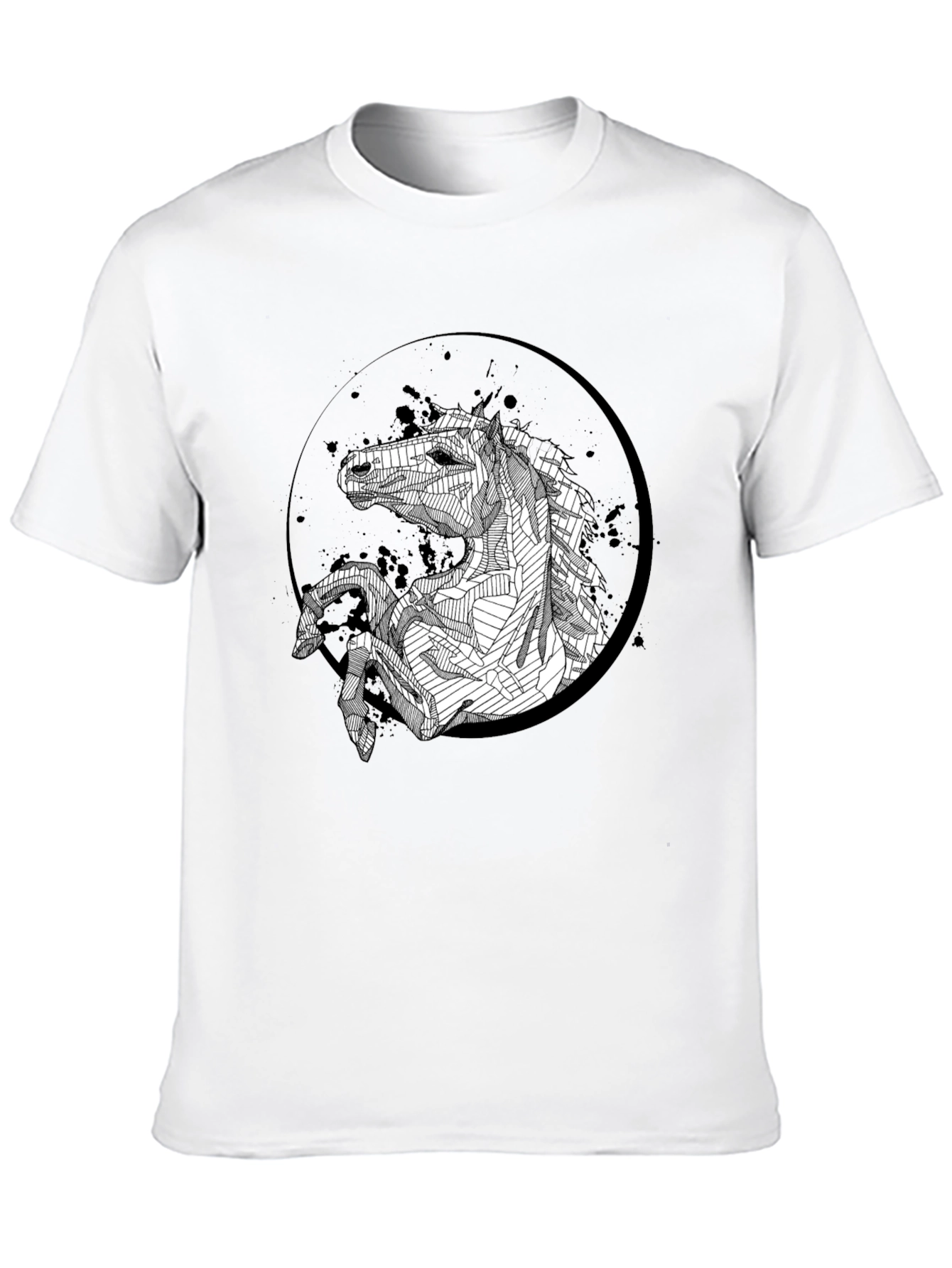 Abstract Horse Graphic Black T-Shirt