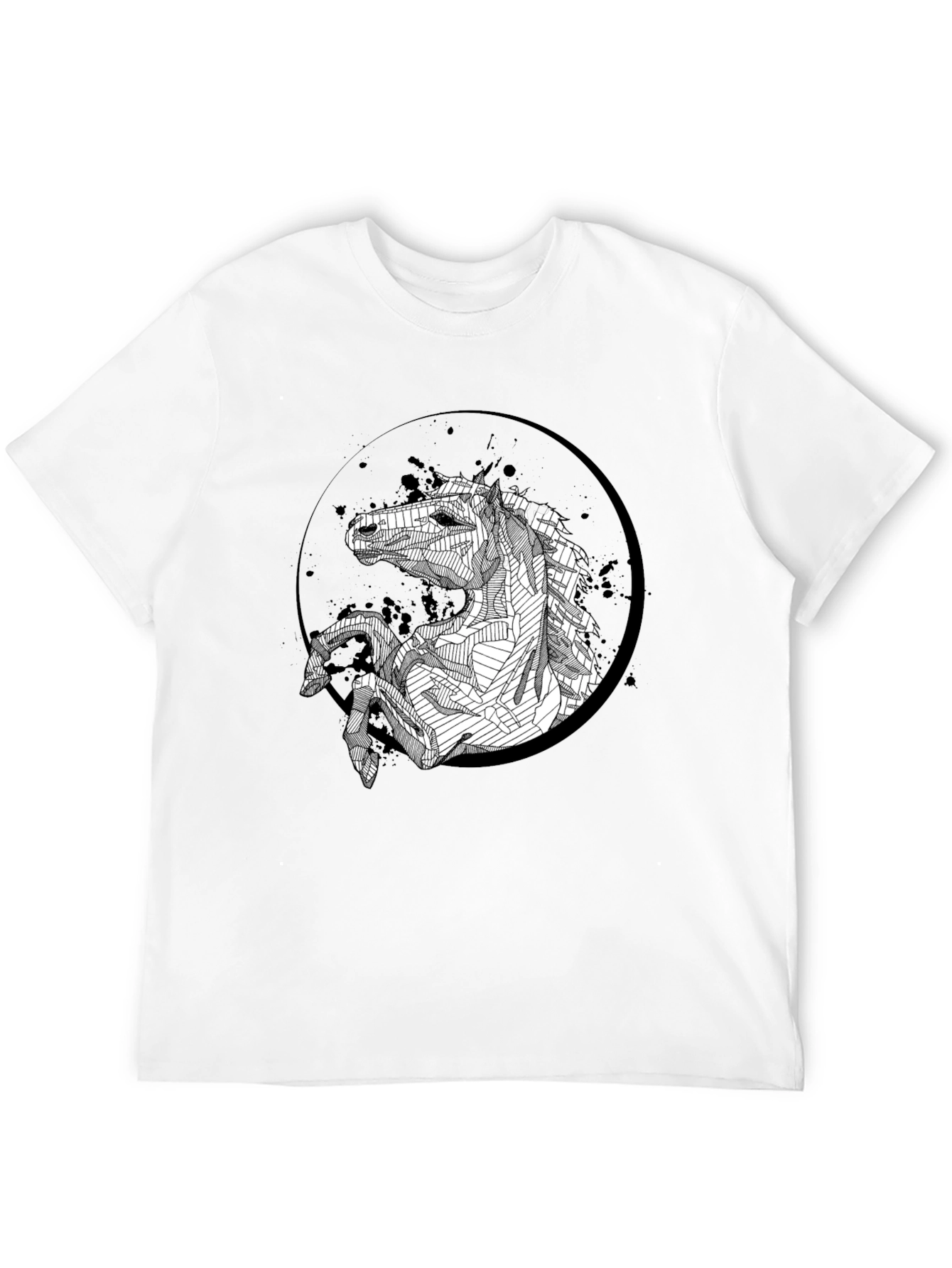 Abstract Horse Graphic Black T-Shirt