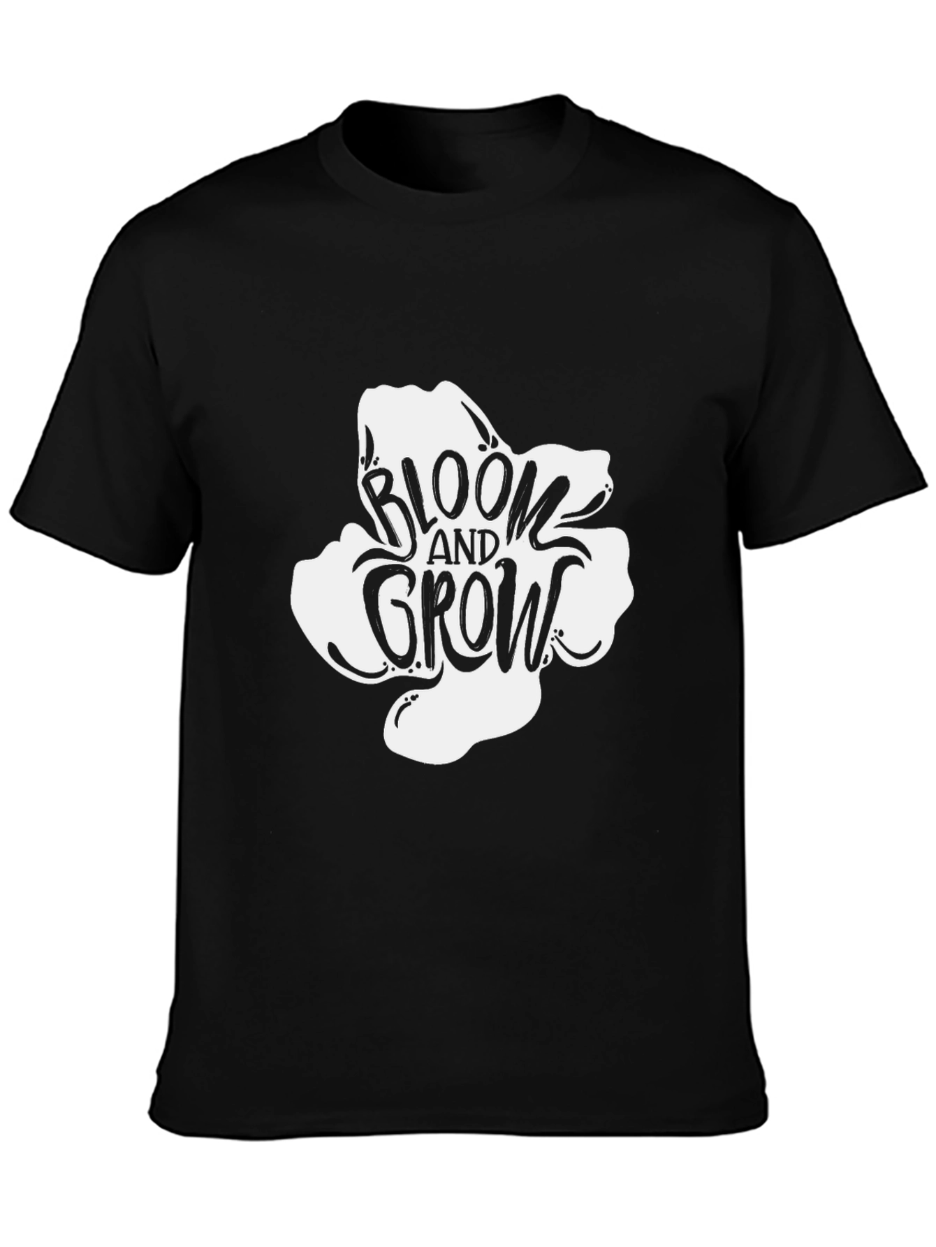 Bloom and Grow Graphic Tee - Black Cotton T-Shirt