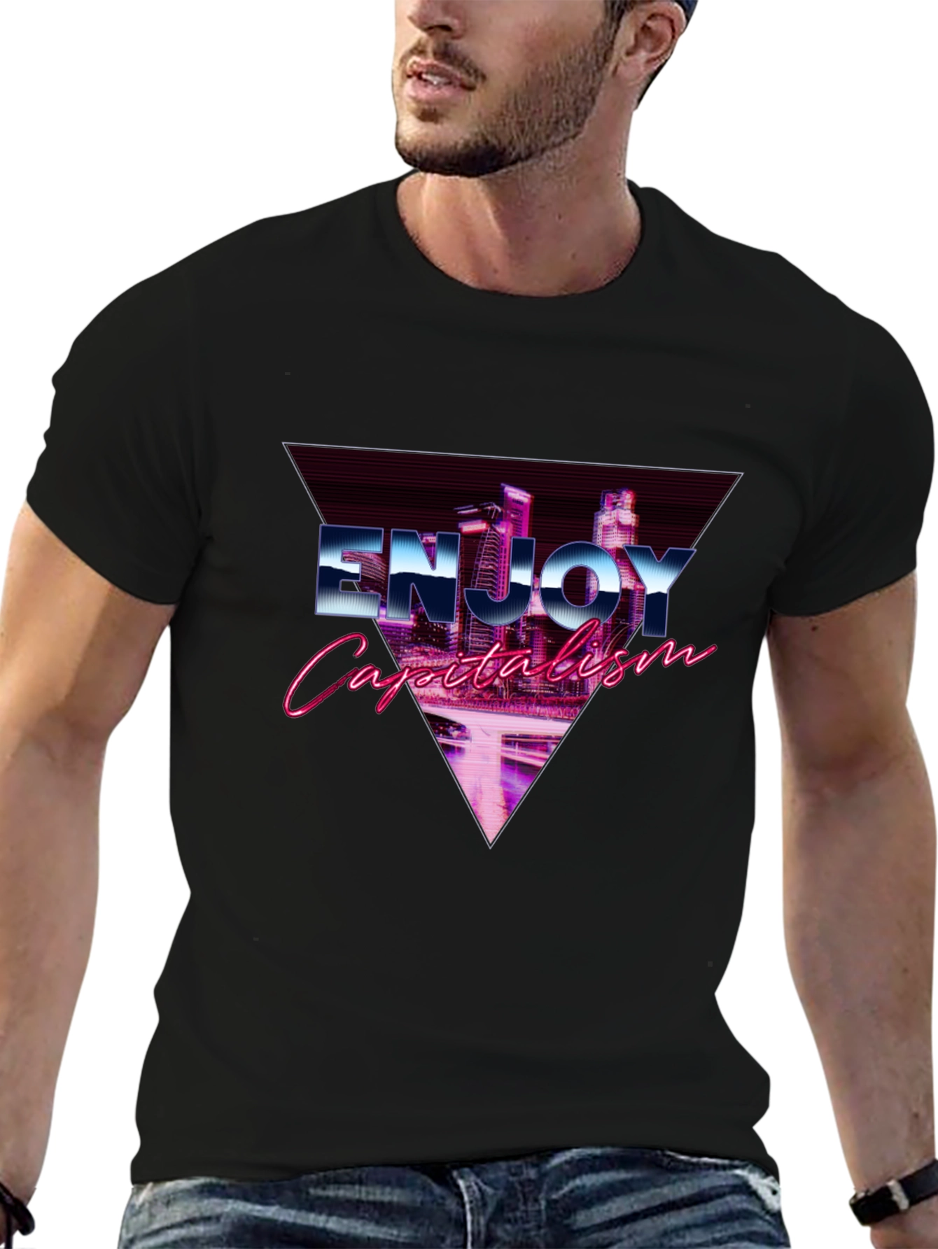 Enjoy Capitalism Vaporwave Graphic T-Shirt