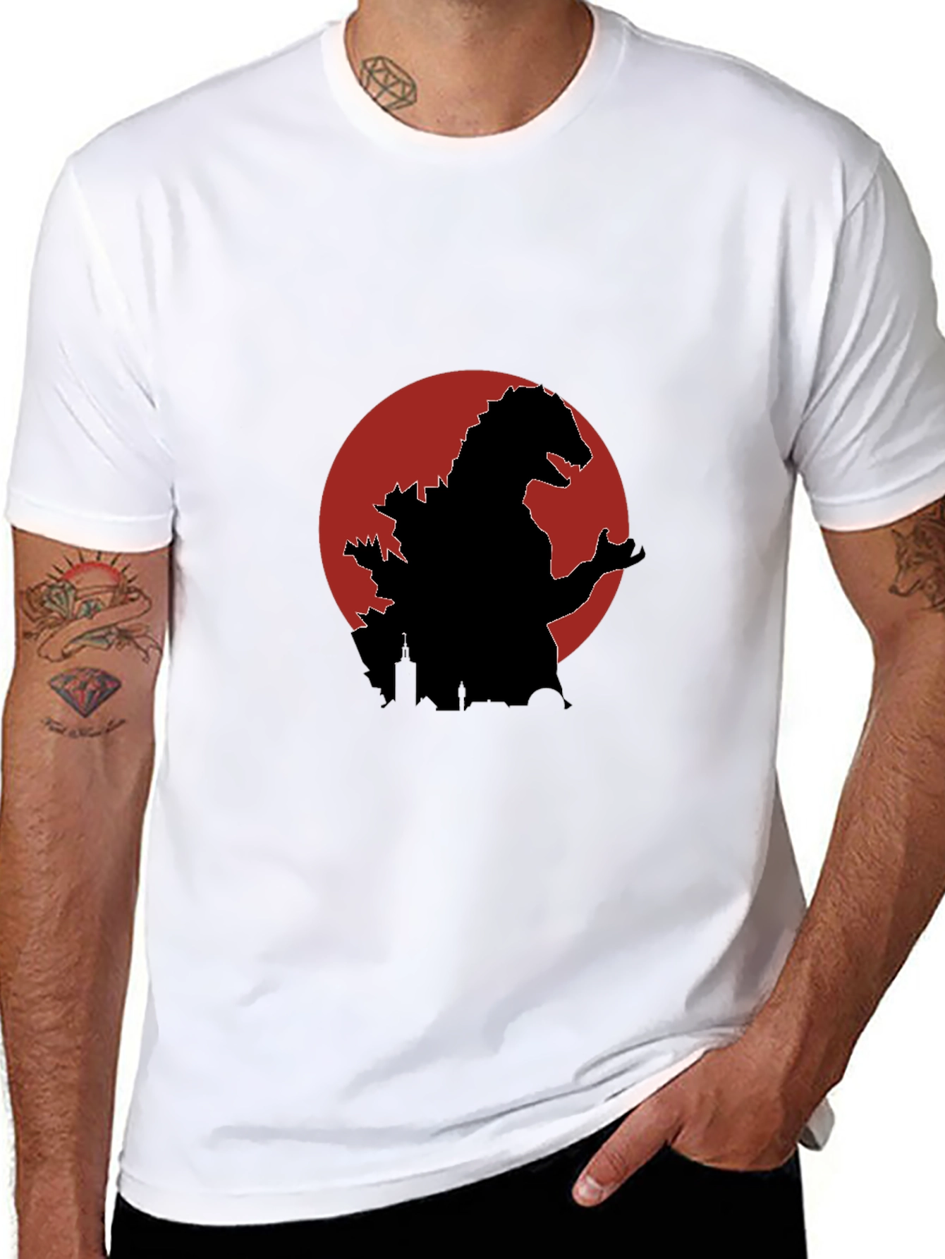 Godzilla Silhouette Graphic Tee - Black