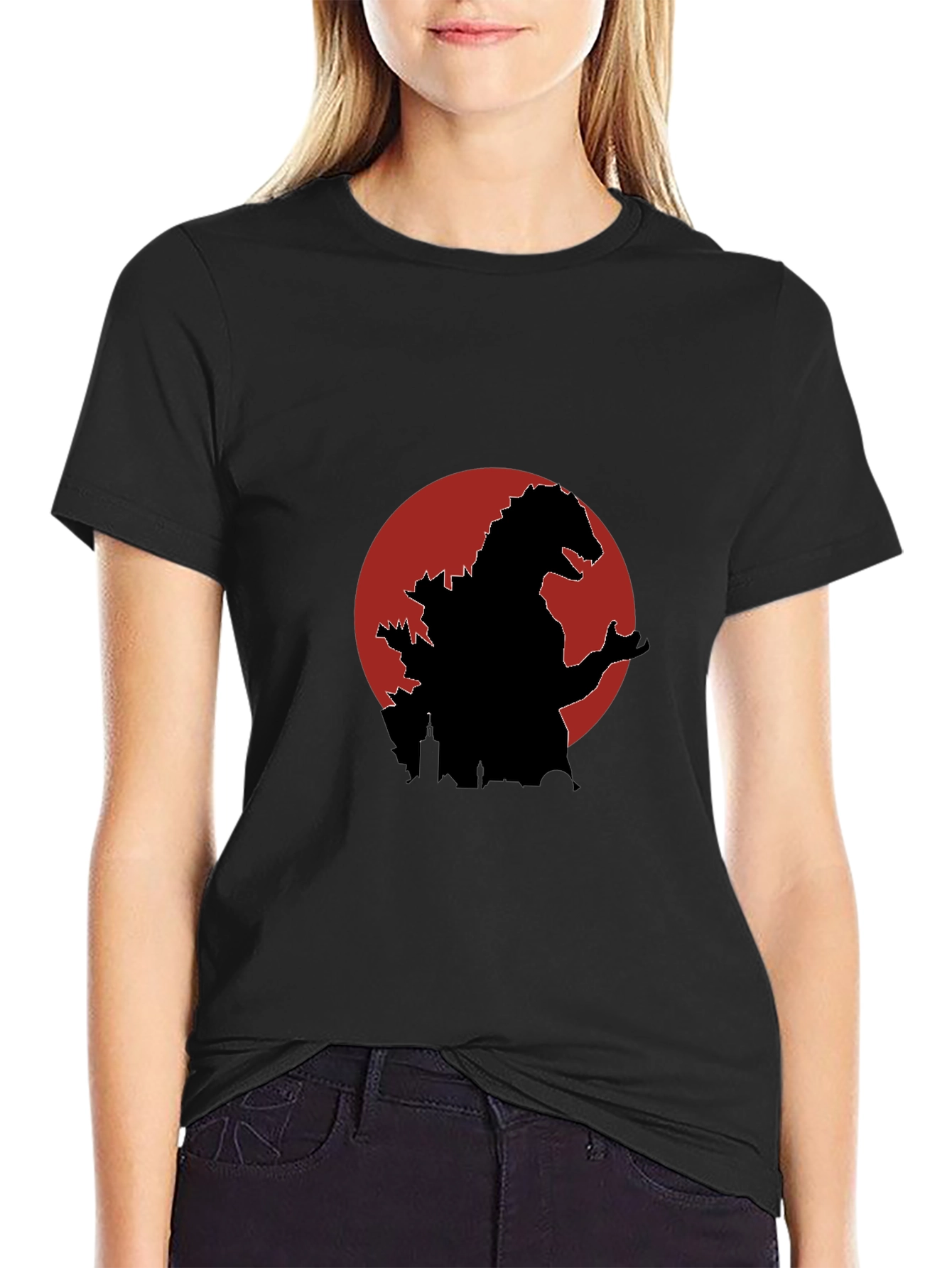 Godzilla Silhouette Graphic Tee - Black