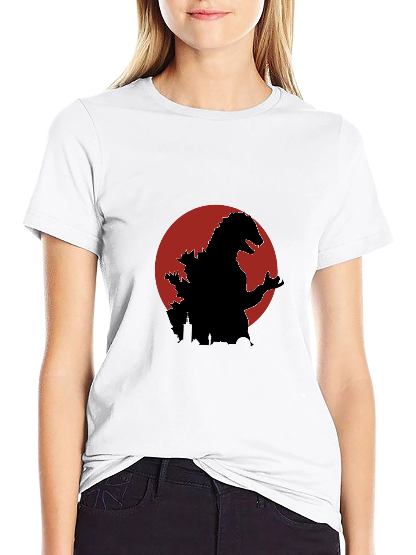 Godzilla Silhouette Graphic Tee - Black
