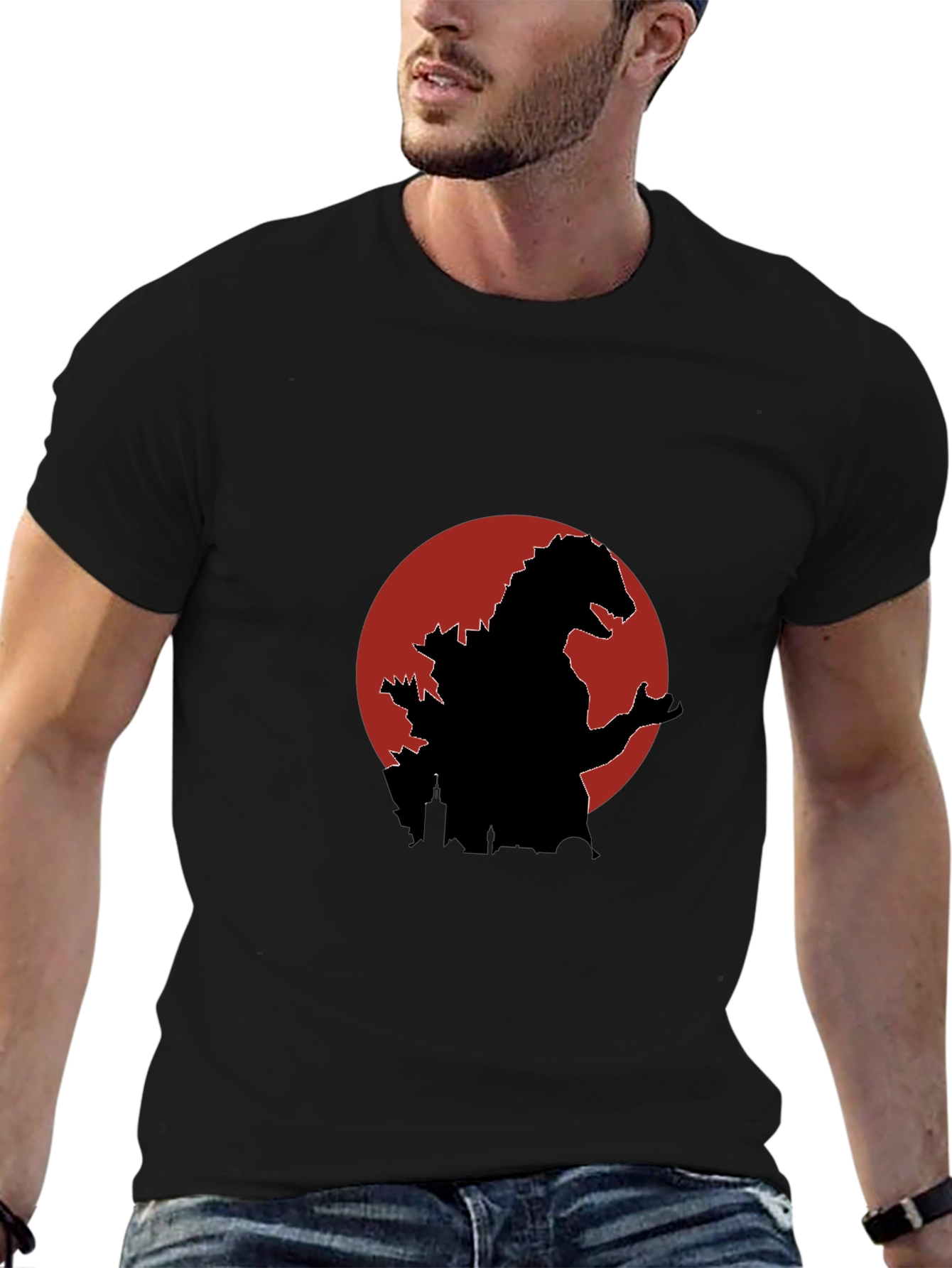 Godzilla Silhouette Graphic Tee - Black
