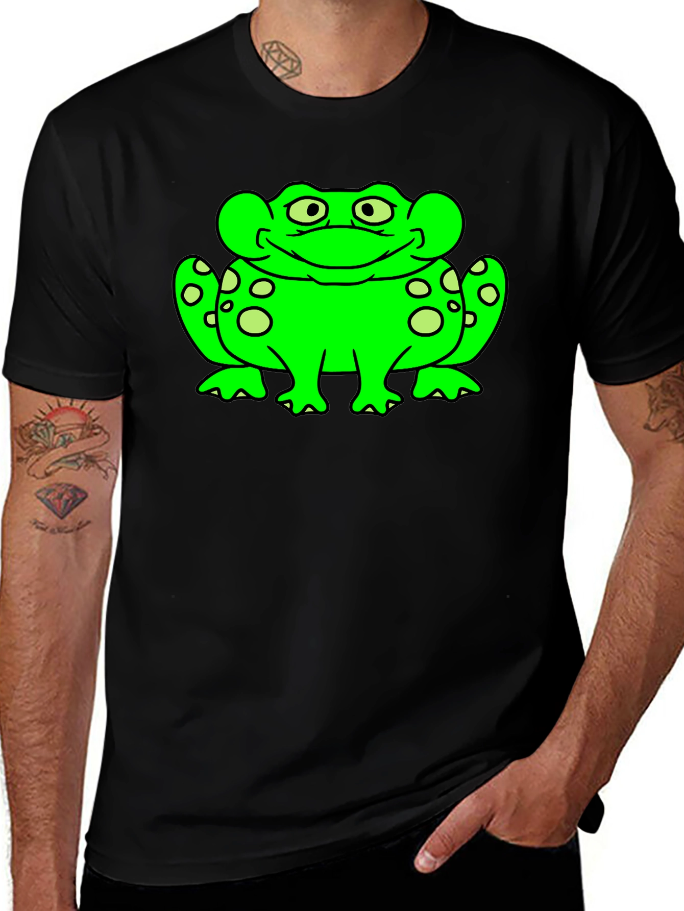 Frog Graphic Tee - Black Cotton T-Shirt
