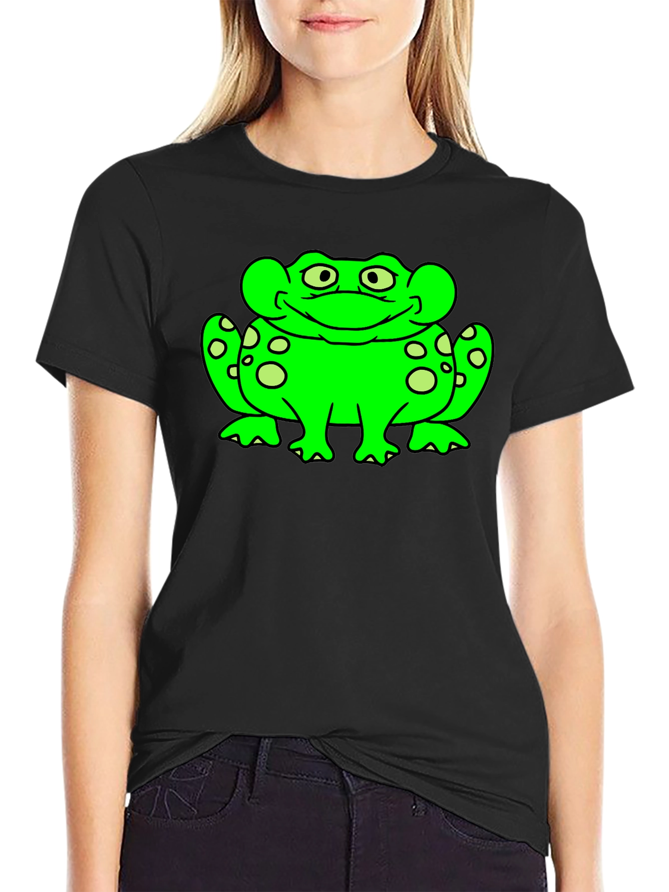 Frog Graphic Tee - Black Cotton T-Shirt