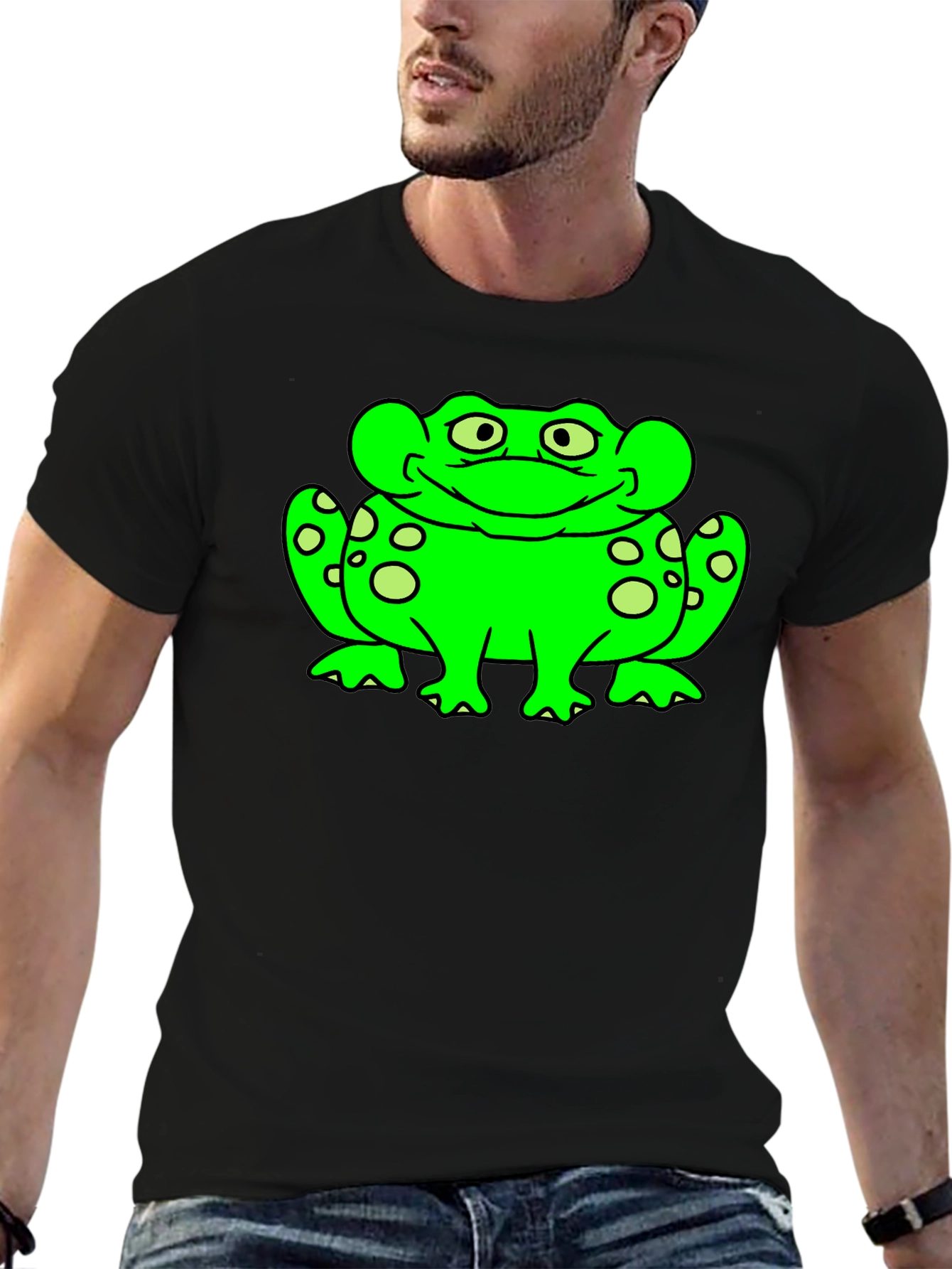 Frog Graphic Tee - Black Cotton T-Shirt