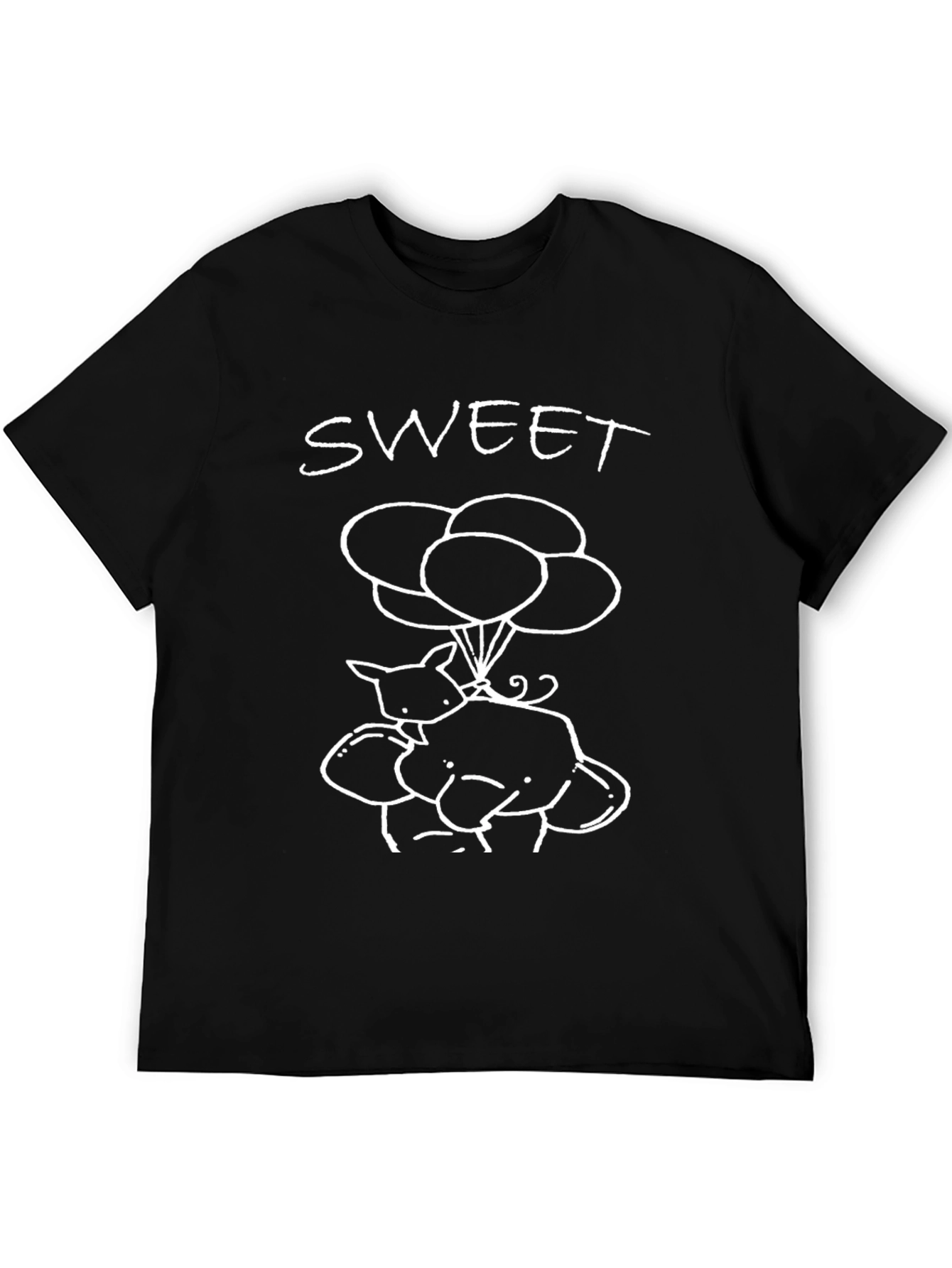 Sweet Cartoon Graphic Tee - Black