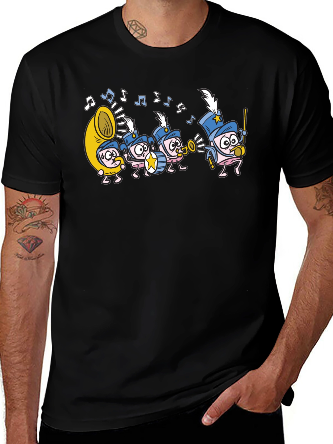 Marching Band T-Shirt - Musical Cartoon Graphic Tee