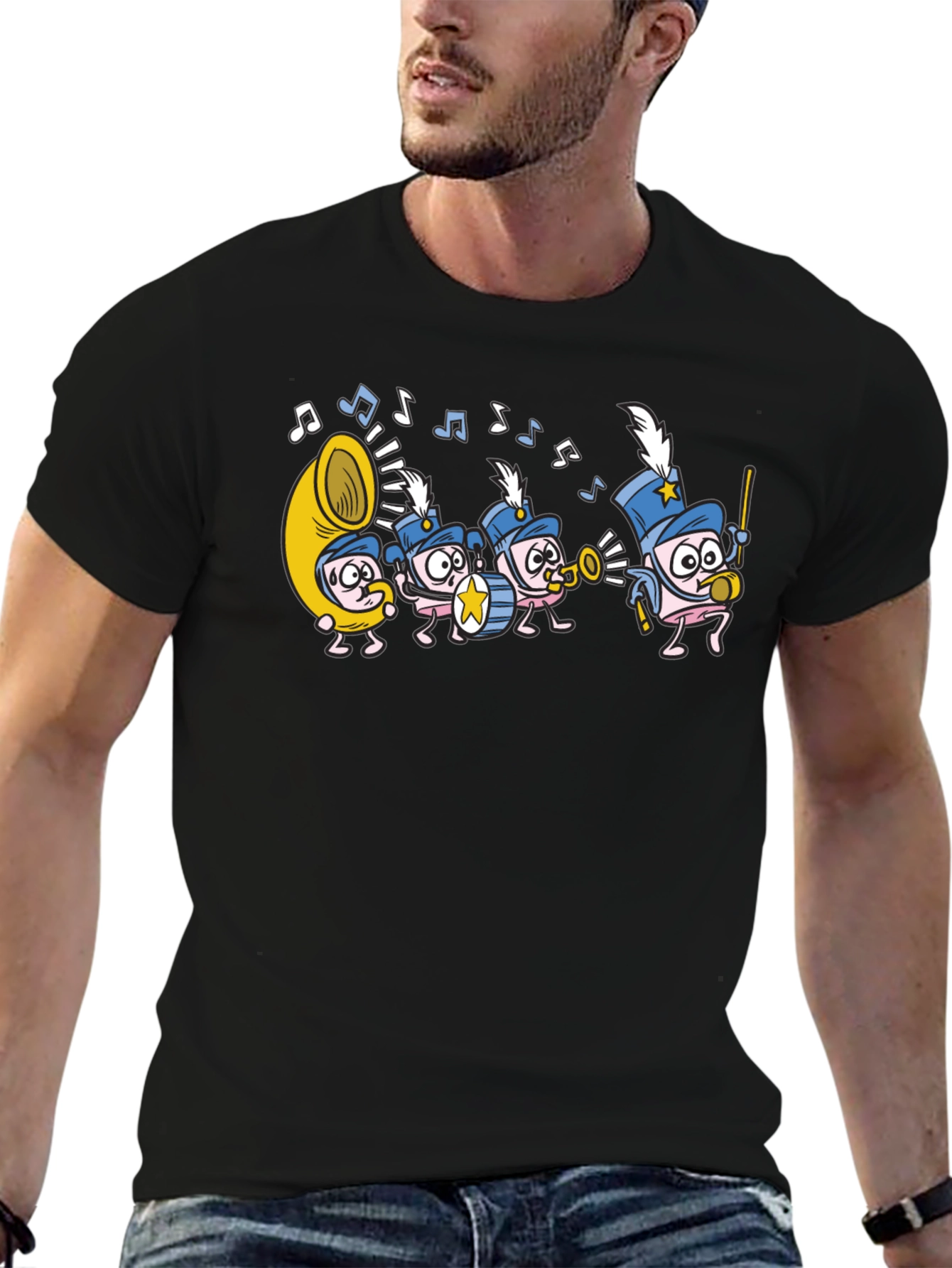Marching Band T-Shirt - Musical Cartoon Graphic Tee