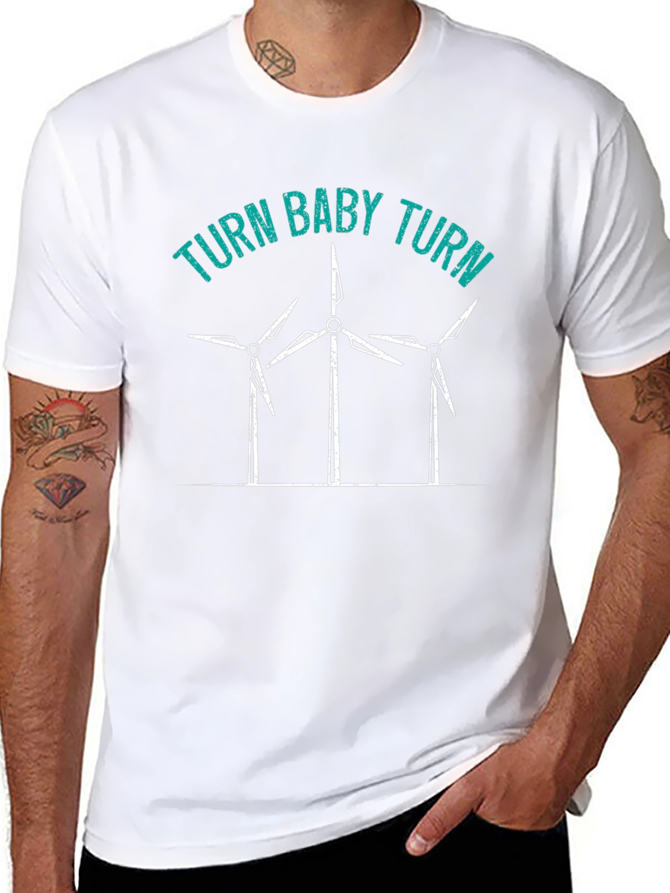 Turn Baby Turn Wind Turbine Graphic T-Shirt