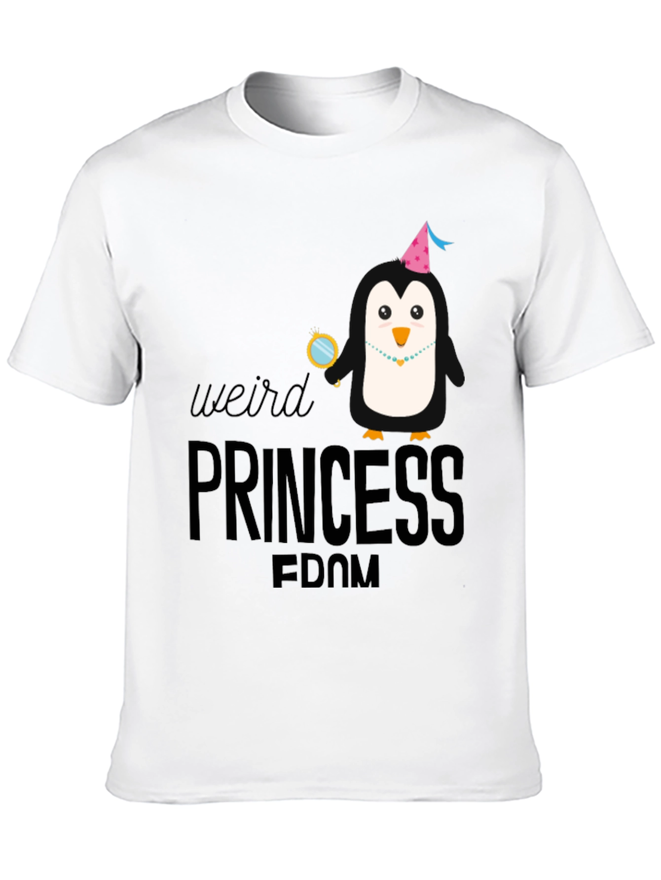 Weird Princess Penguin Black T-Shirt