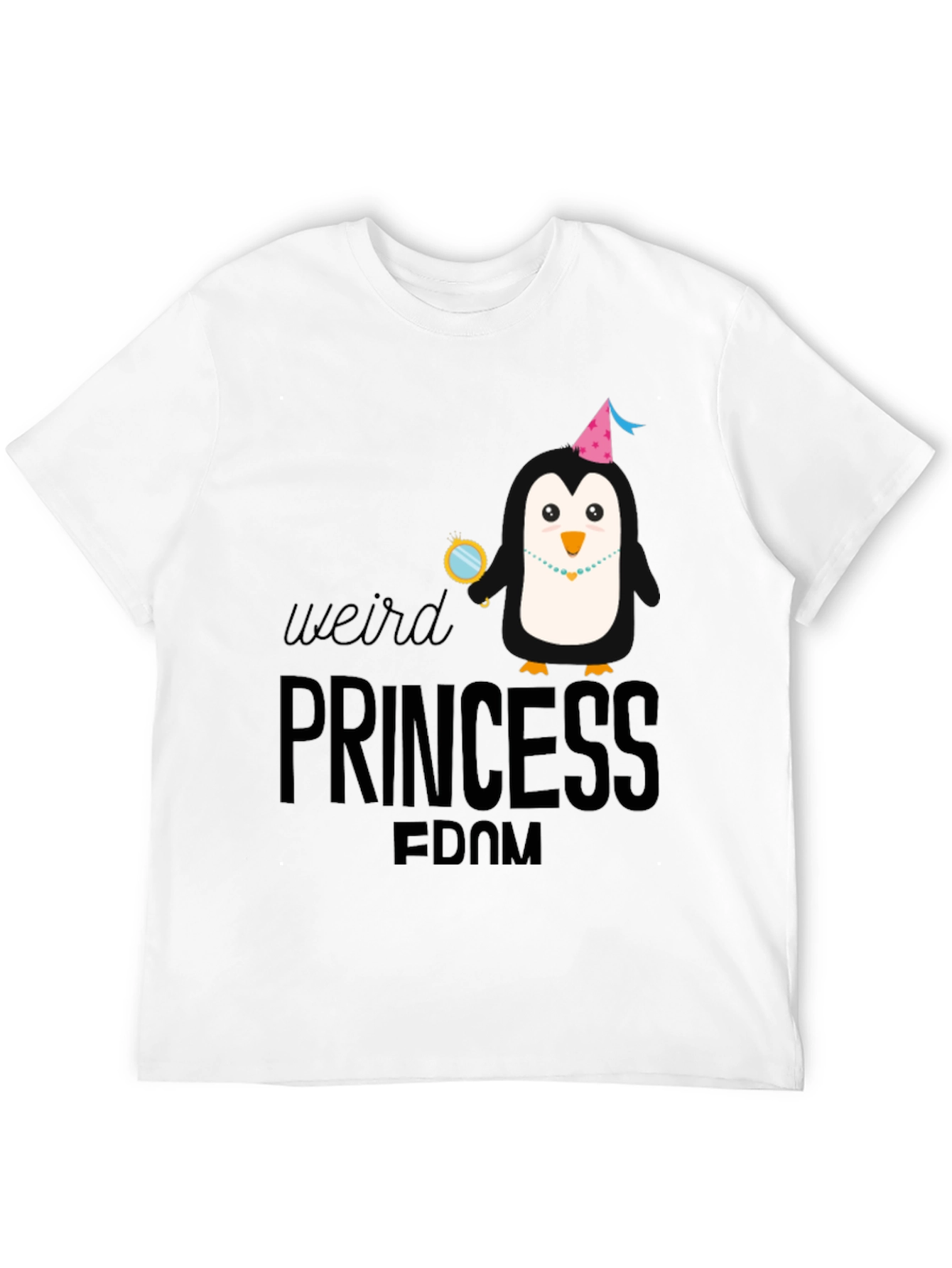 Weird Princess Penguin Black T-Shirt