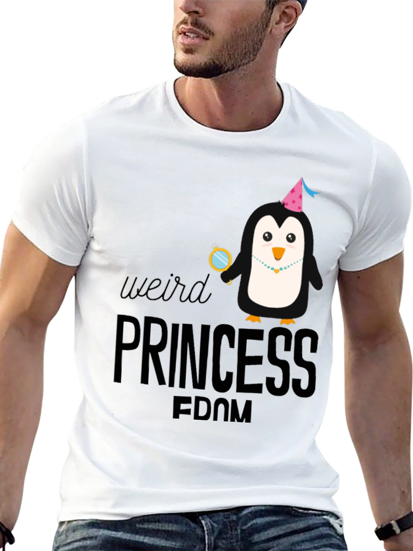 Weird Princess Penguin Black T-Shirt
