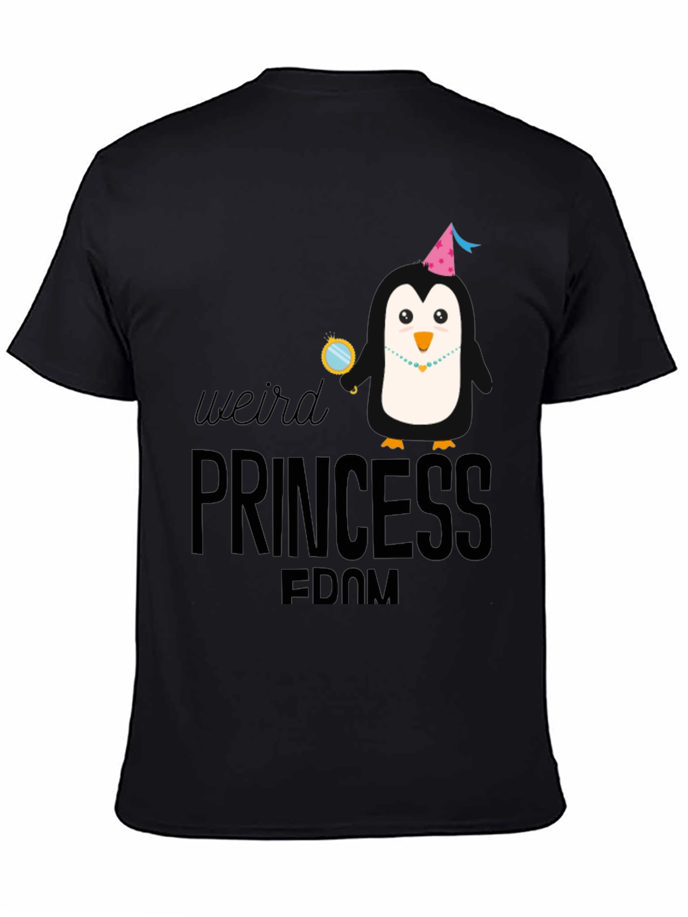 Weird Princess Penguin Black T-Shirt