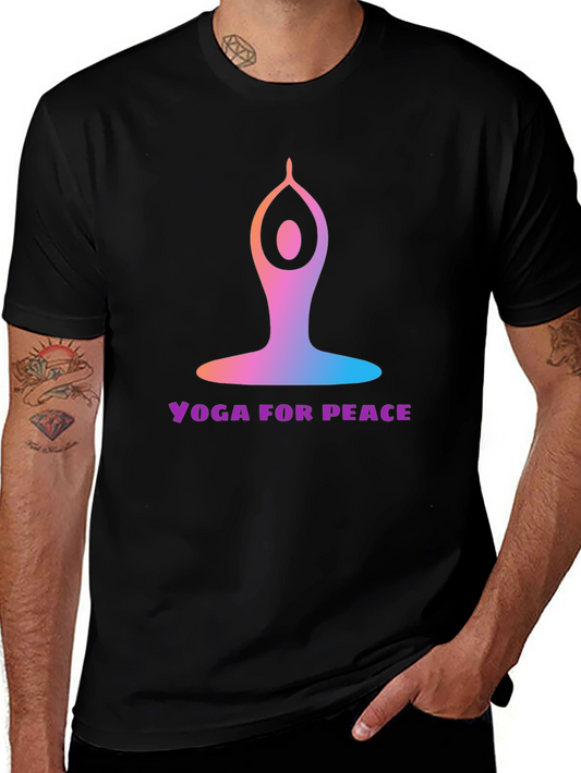 Yoga for Peace Graphic Tee - Black Cotton Blend
