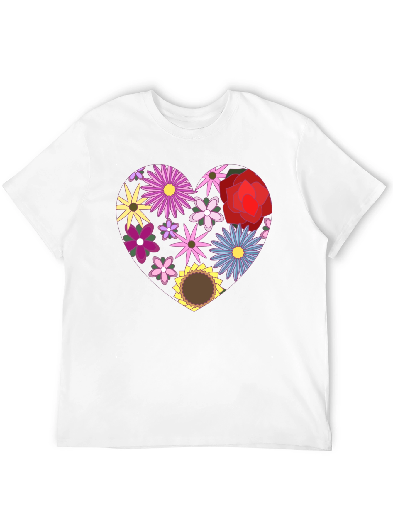 Floral Heart Graphic Black T-Shirt