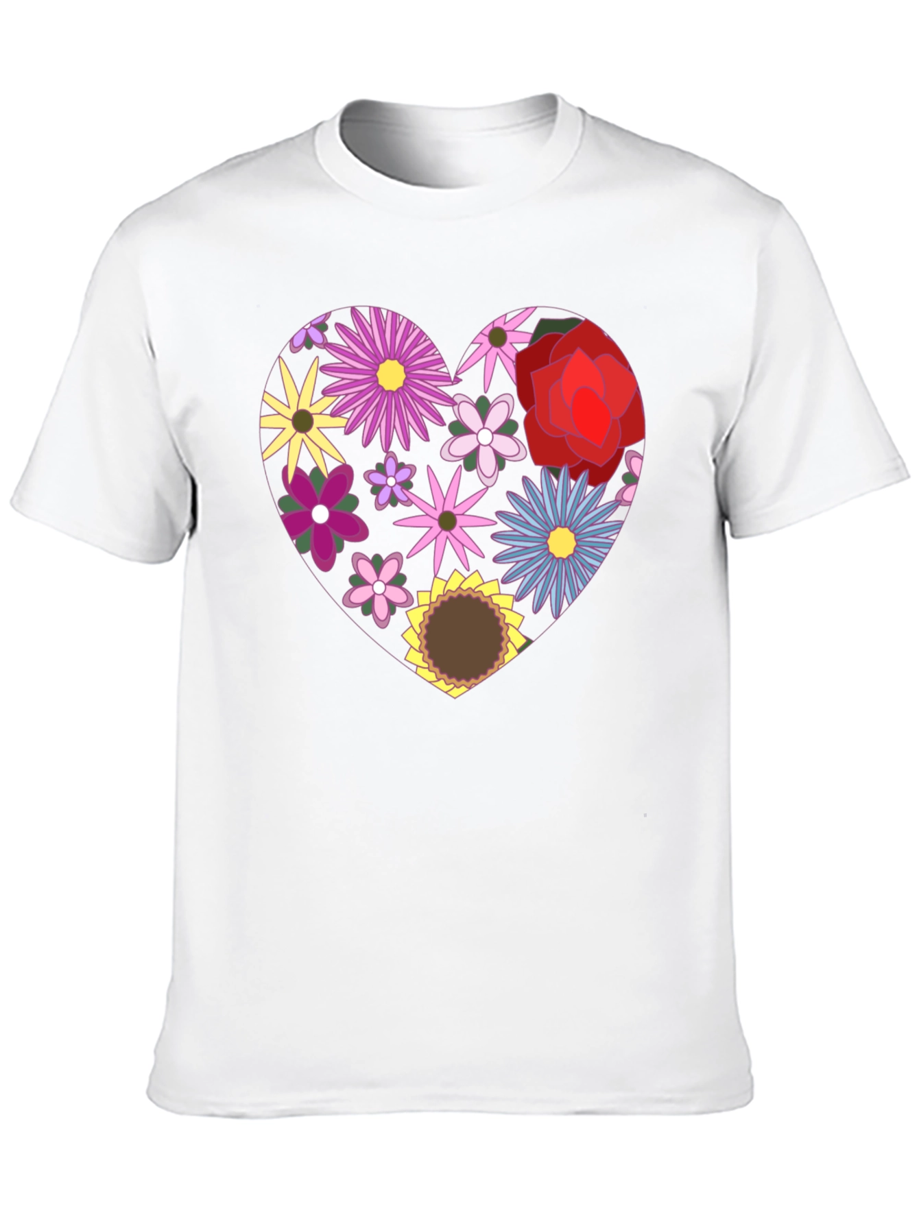 Floral Heart Graphic Black T-Shirt