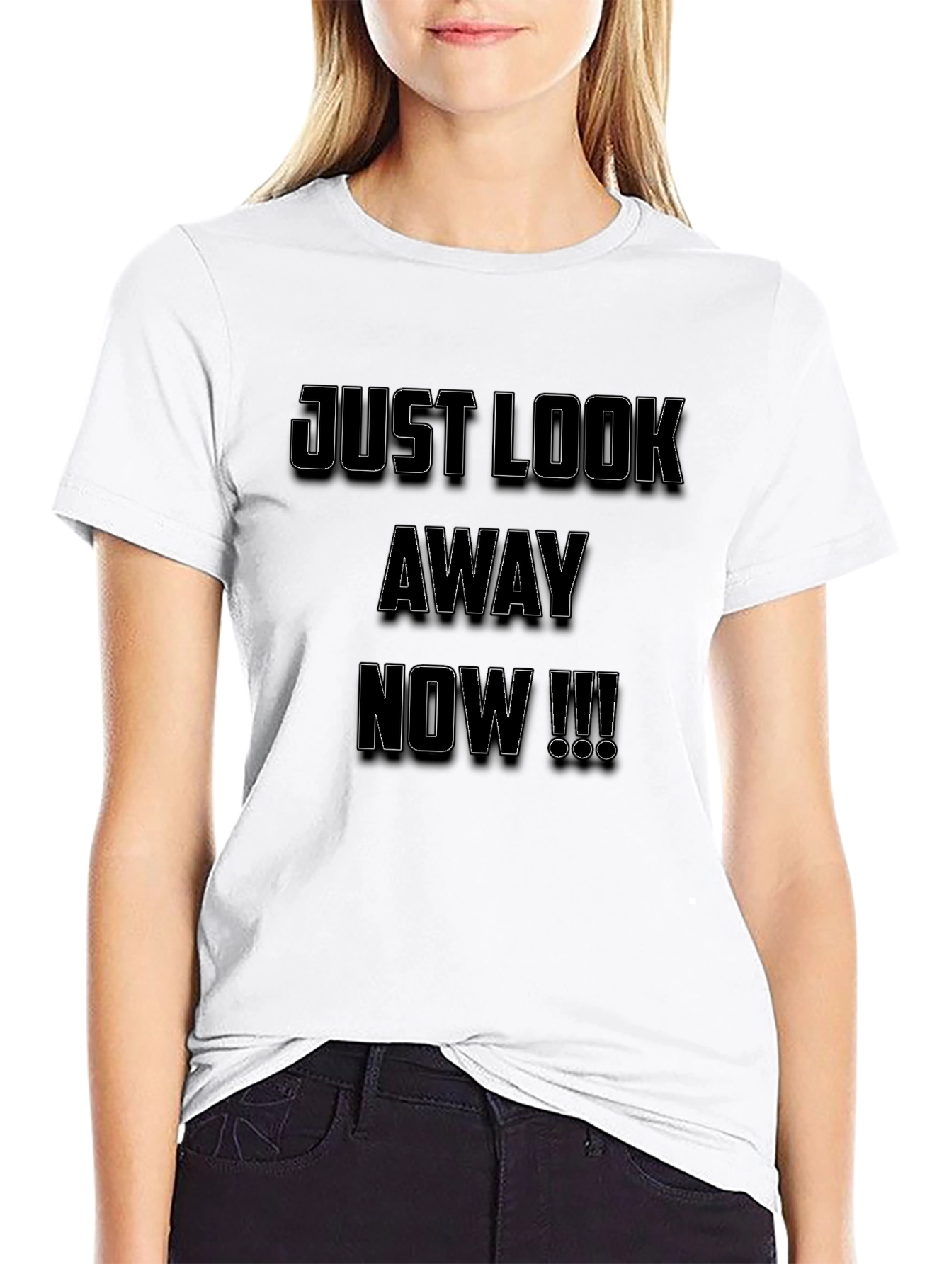 Just Look Away Now Black Graphic Tee