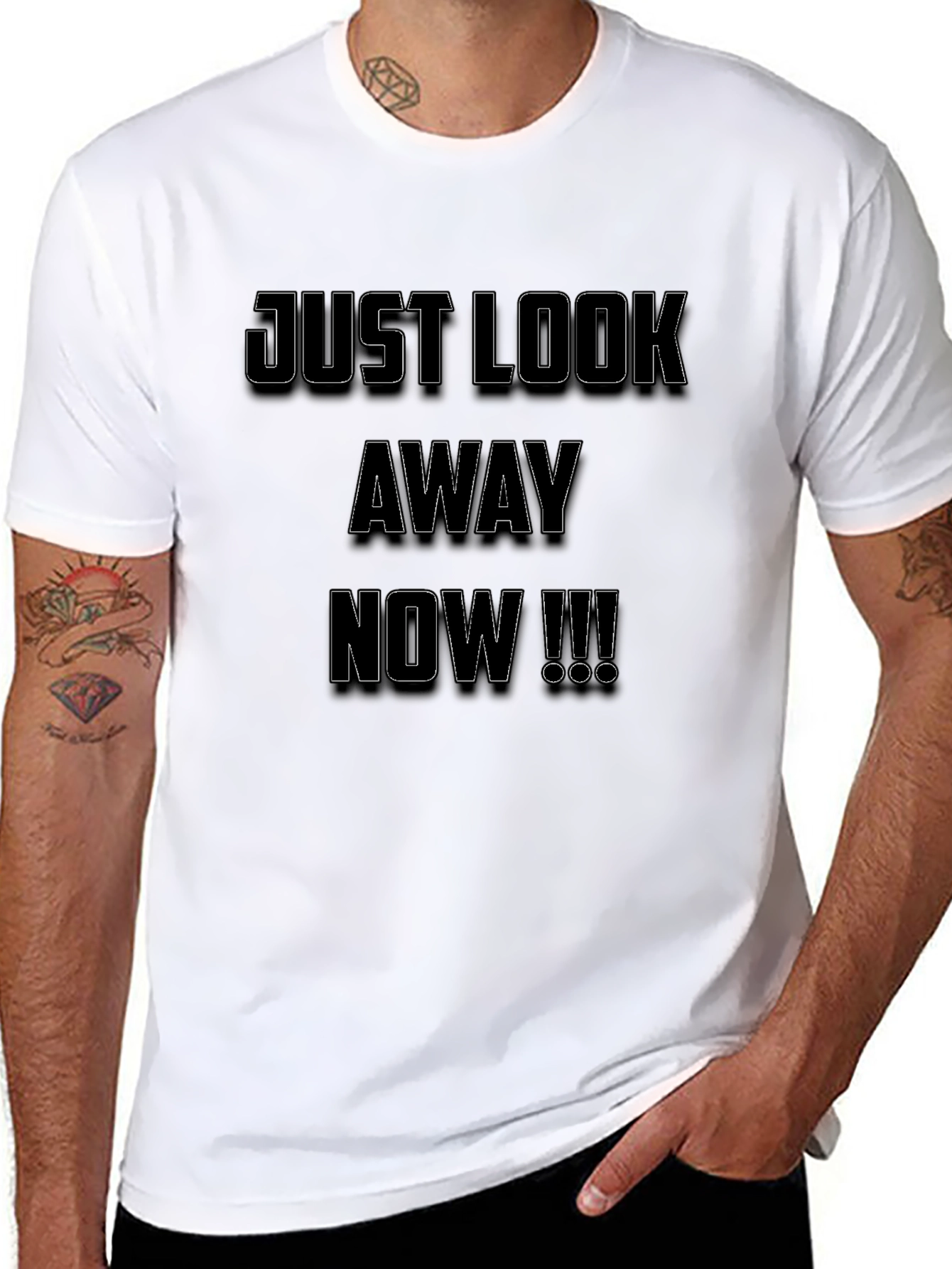 Just Look Away Now Black Graphic Tee