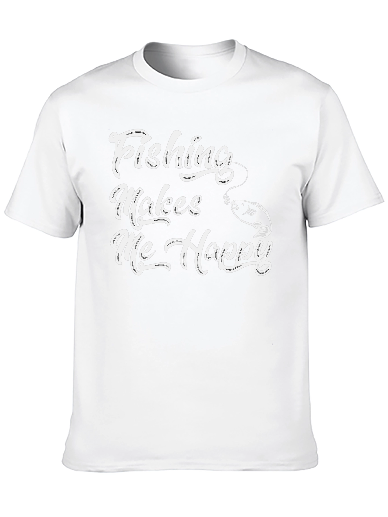 Fishing Makes Me Happy Black T-Shirt
