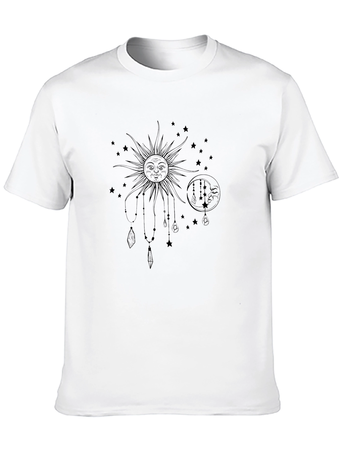 Celestial Sun & Moon Graphic T-Shirt - Black