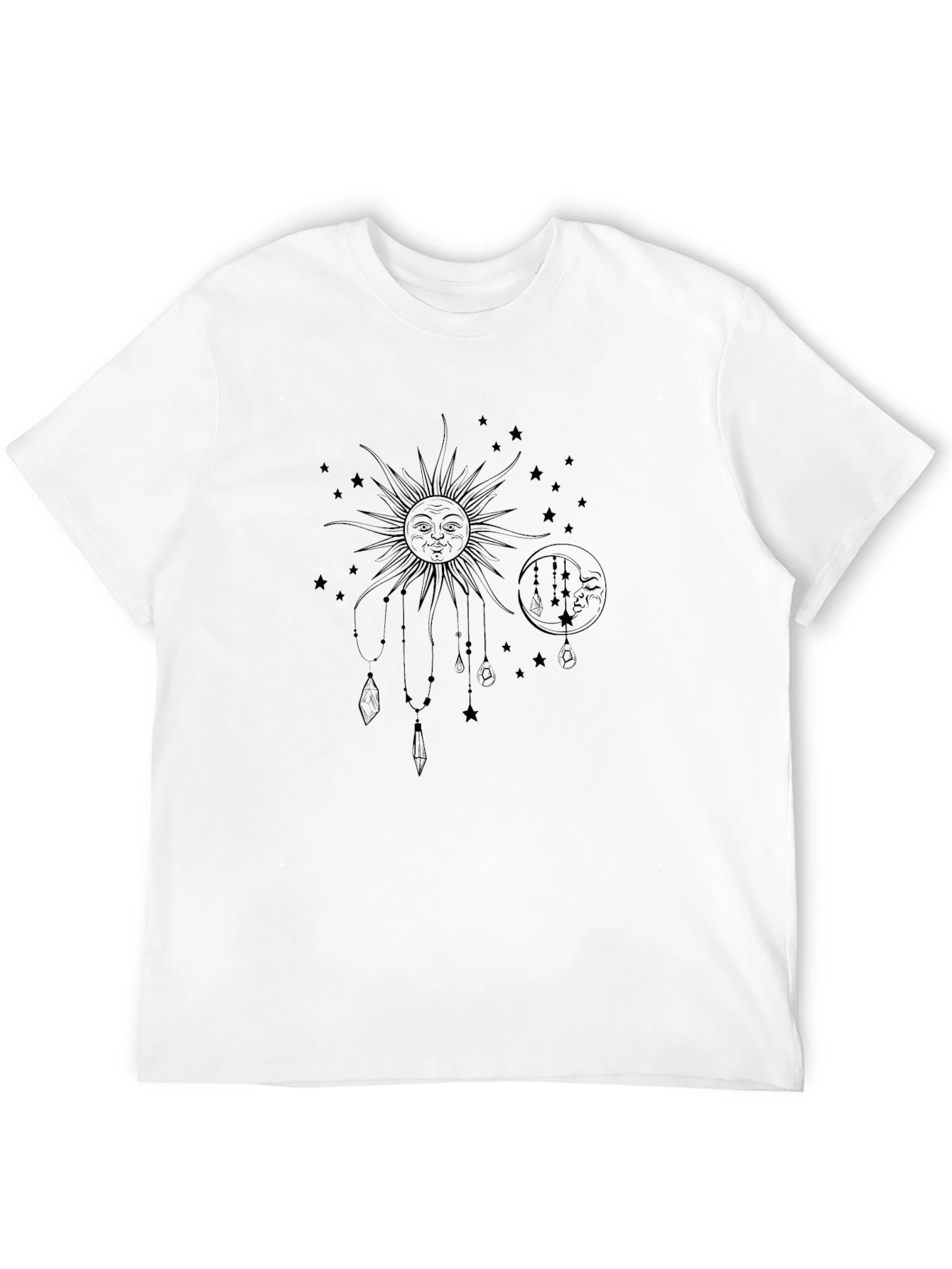 Celestial Sun & Moon Graphic T-Shirt - Black