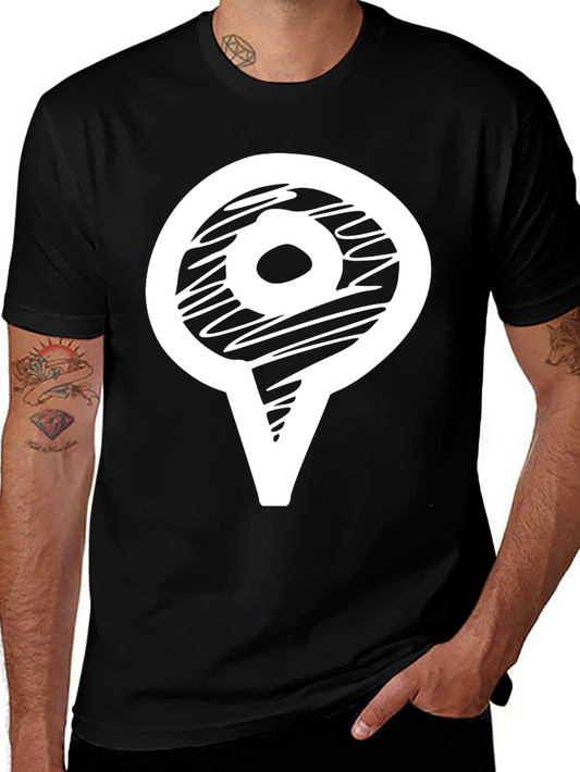 Abstract Marker Graphic Tee - Casual Black T-Shirt