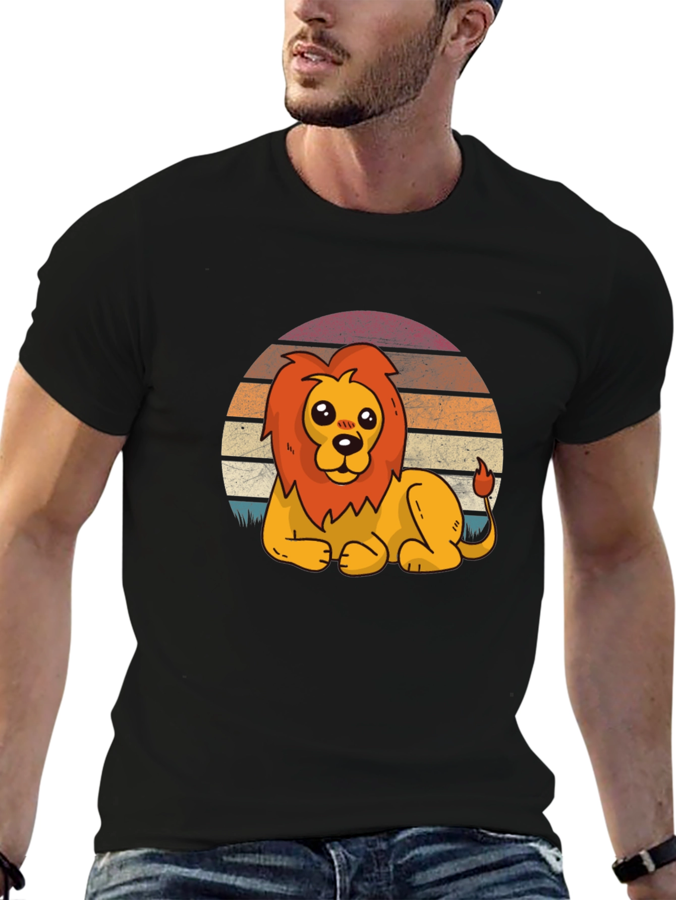 Lion Graphic Tee - Cute Cartoon Style