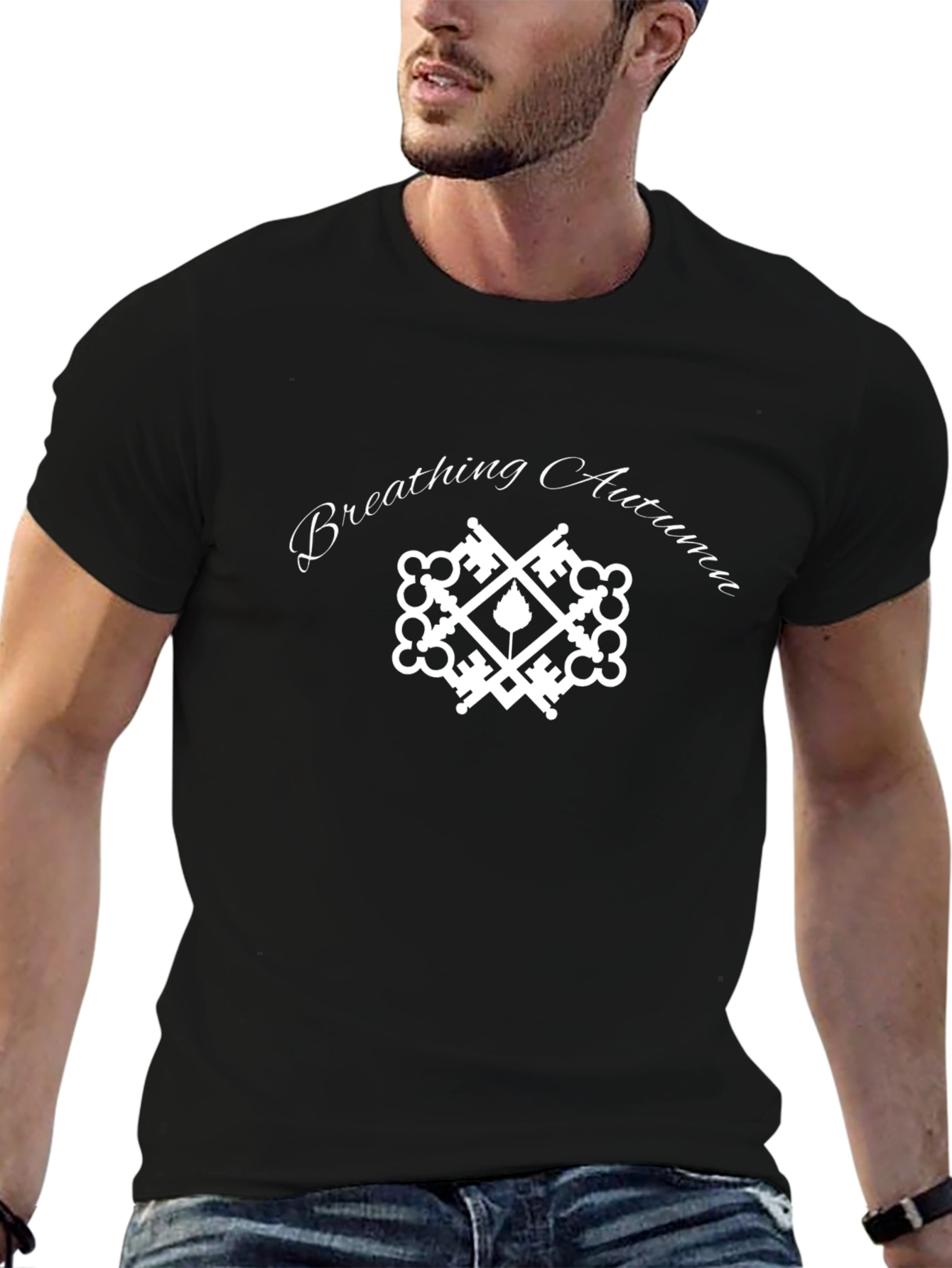 Breathing Autumn Black T-Shirt - Unique Design