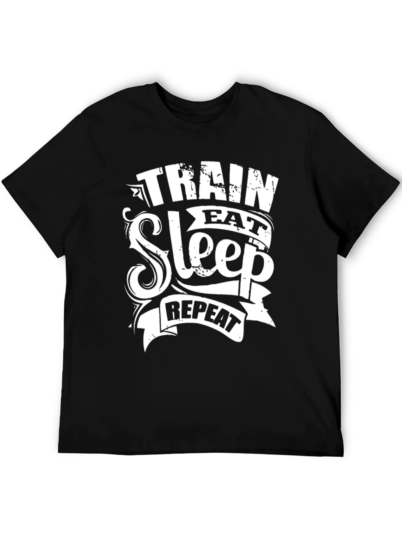 Train Eat Sleep Repeat Black Graphic Tee