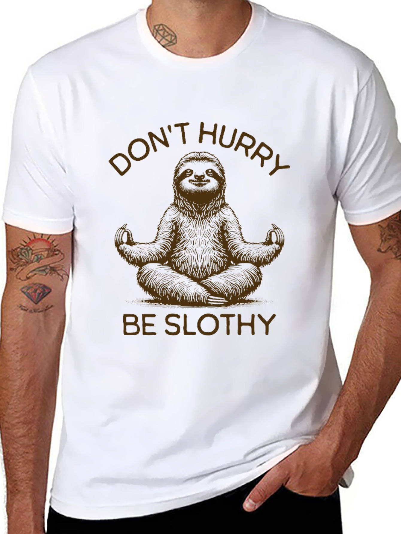 Dont Hurry Be Slothy Black T-Shirt