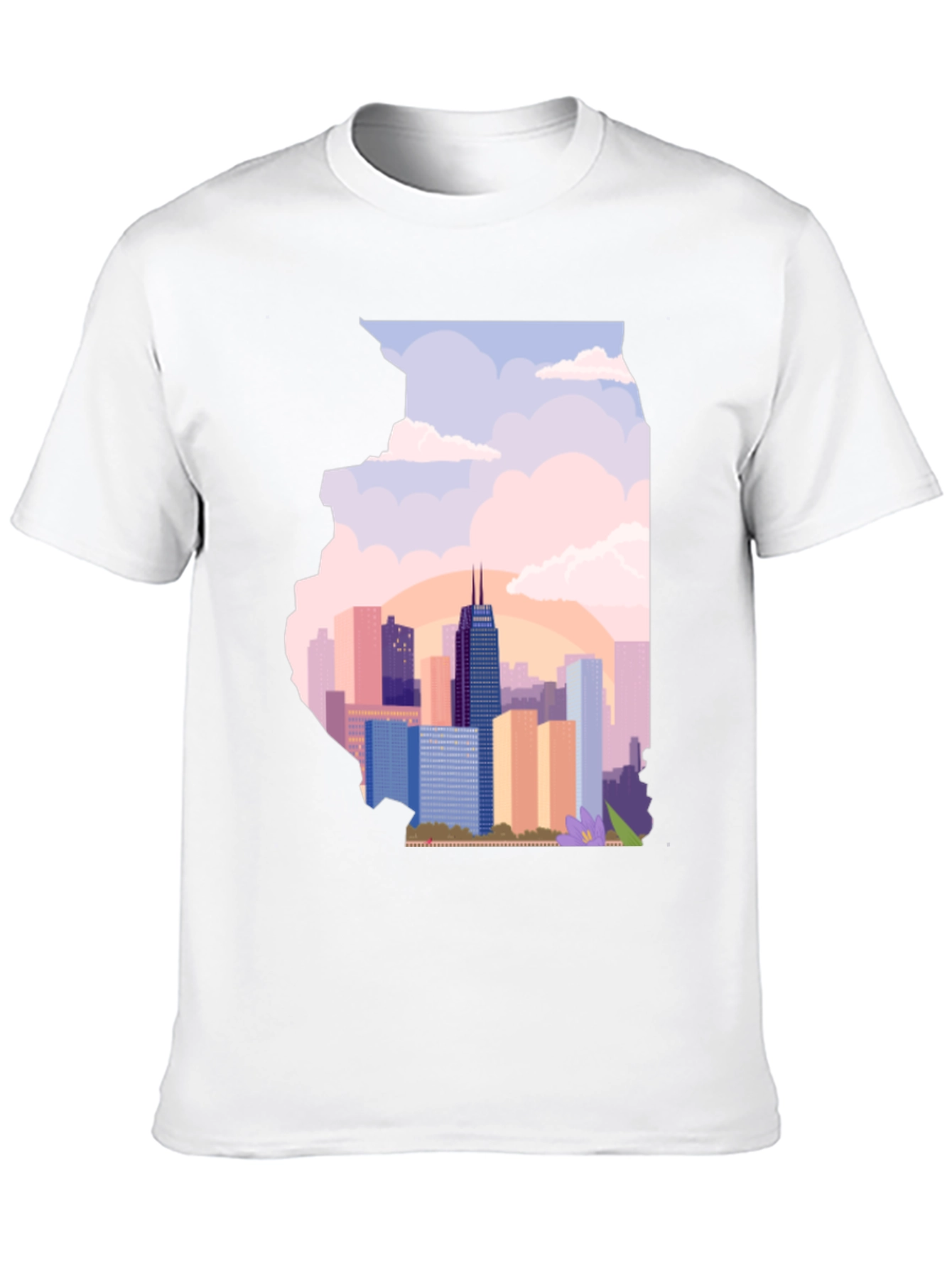 Chicago Skyline Illinois State Silhouette T-Shirt
