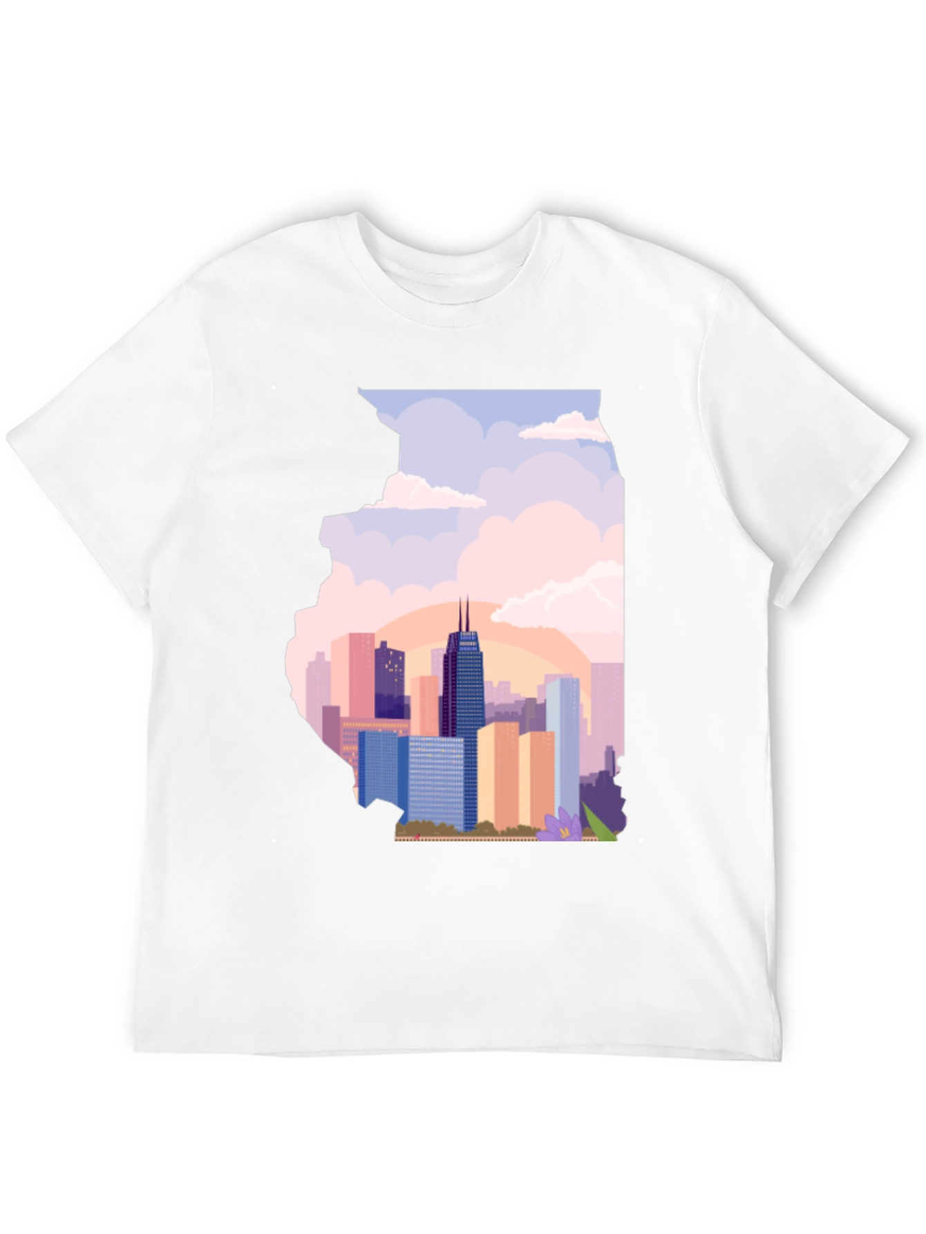 Chicago Skyline Illinois State Silhouette T-Shirt