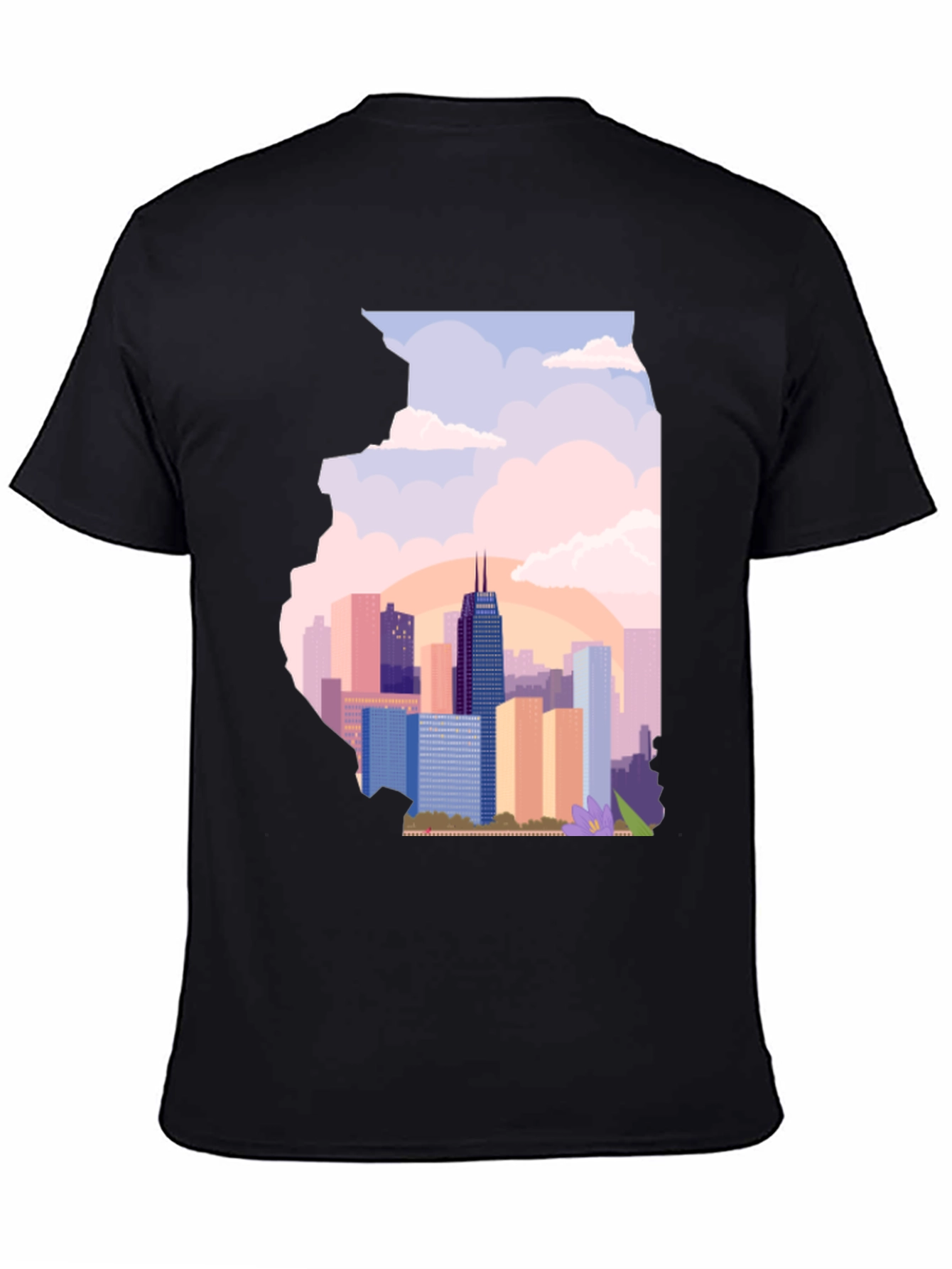 Chicago Skyline Illinois State Silhouette T-Shirt