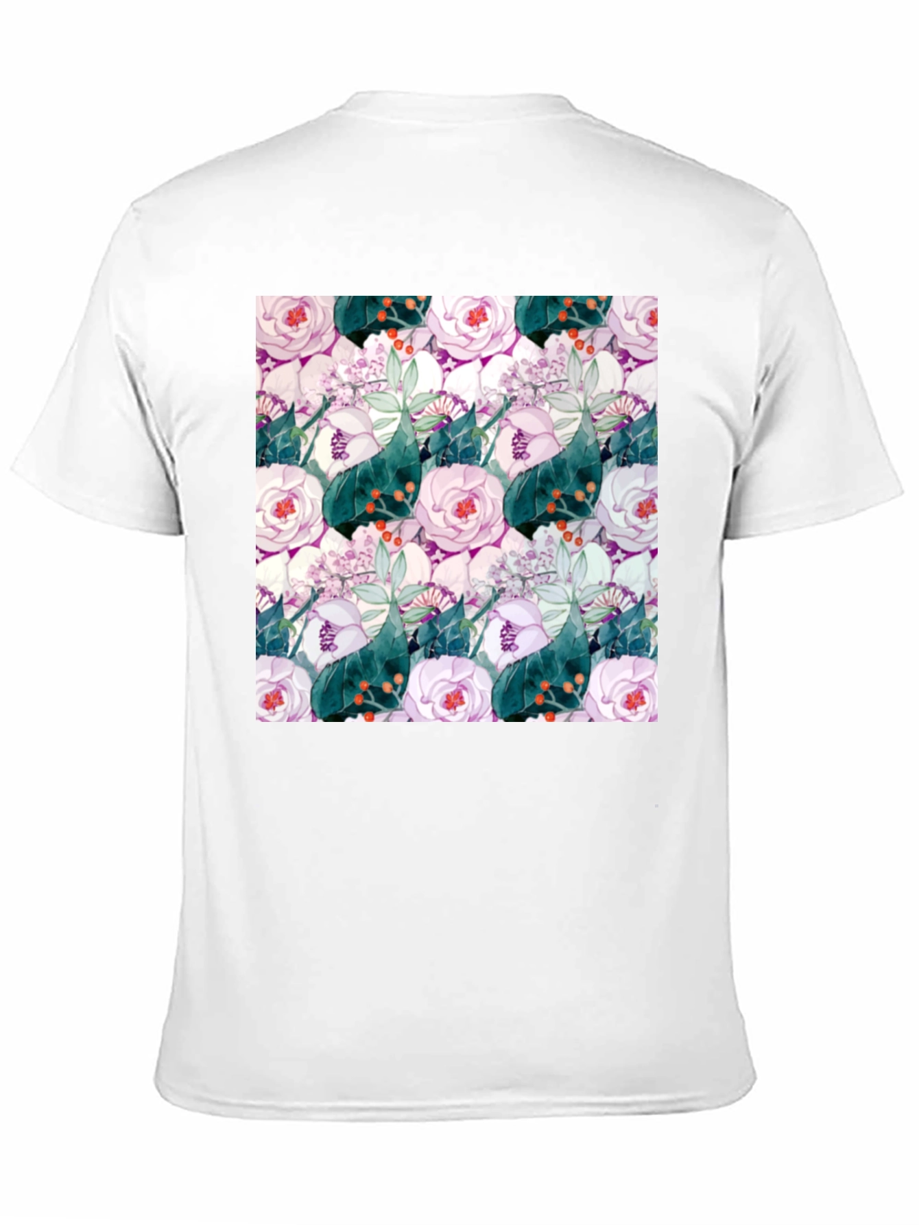 Floral Print Black Crew Neck T-Shirt